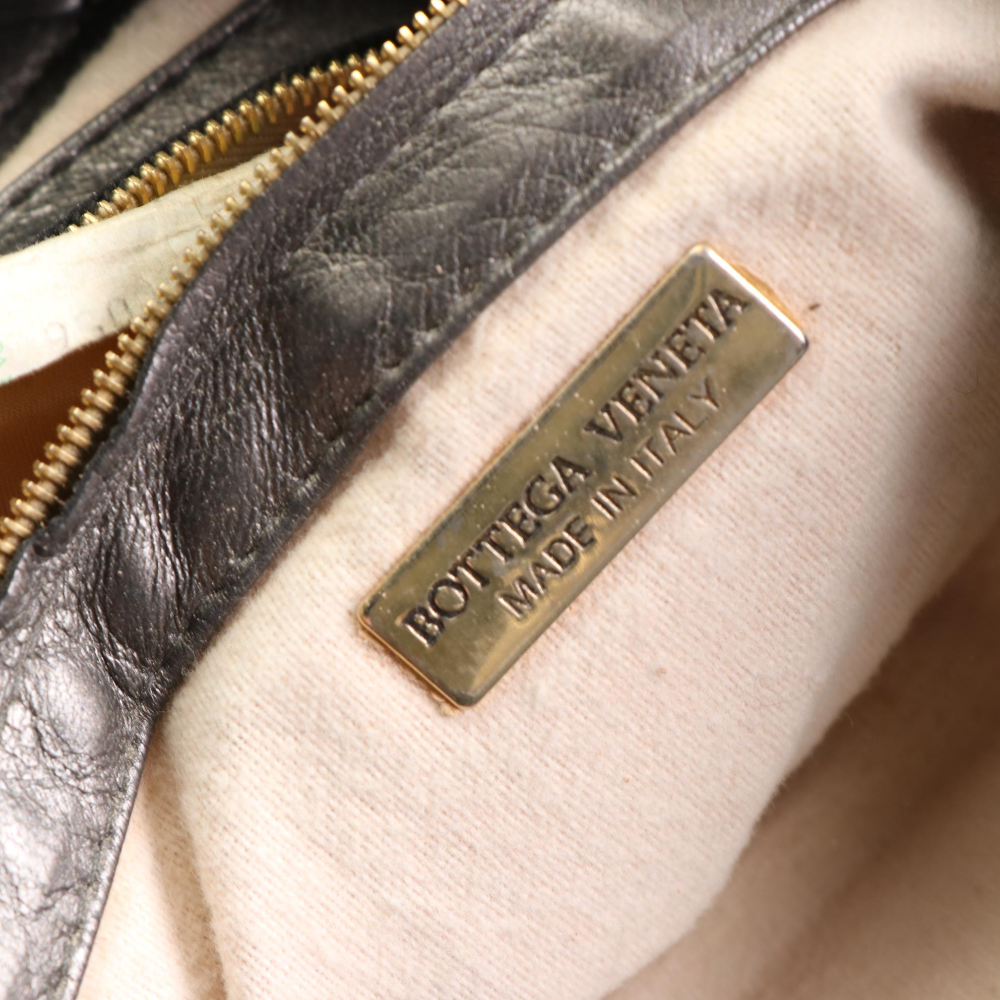 Bottega Veneta Metallic Intrecciato Leather Handbag