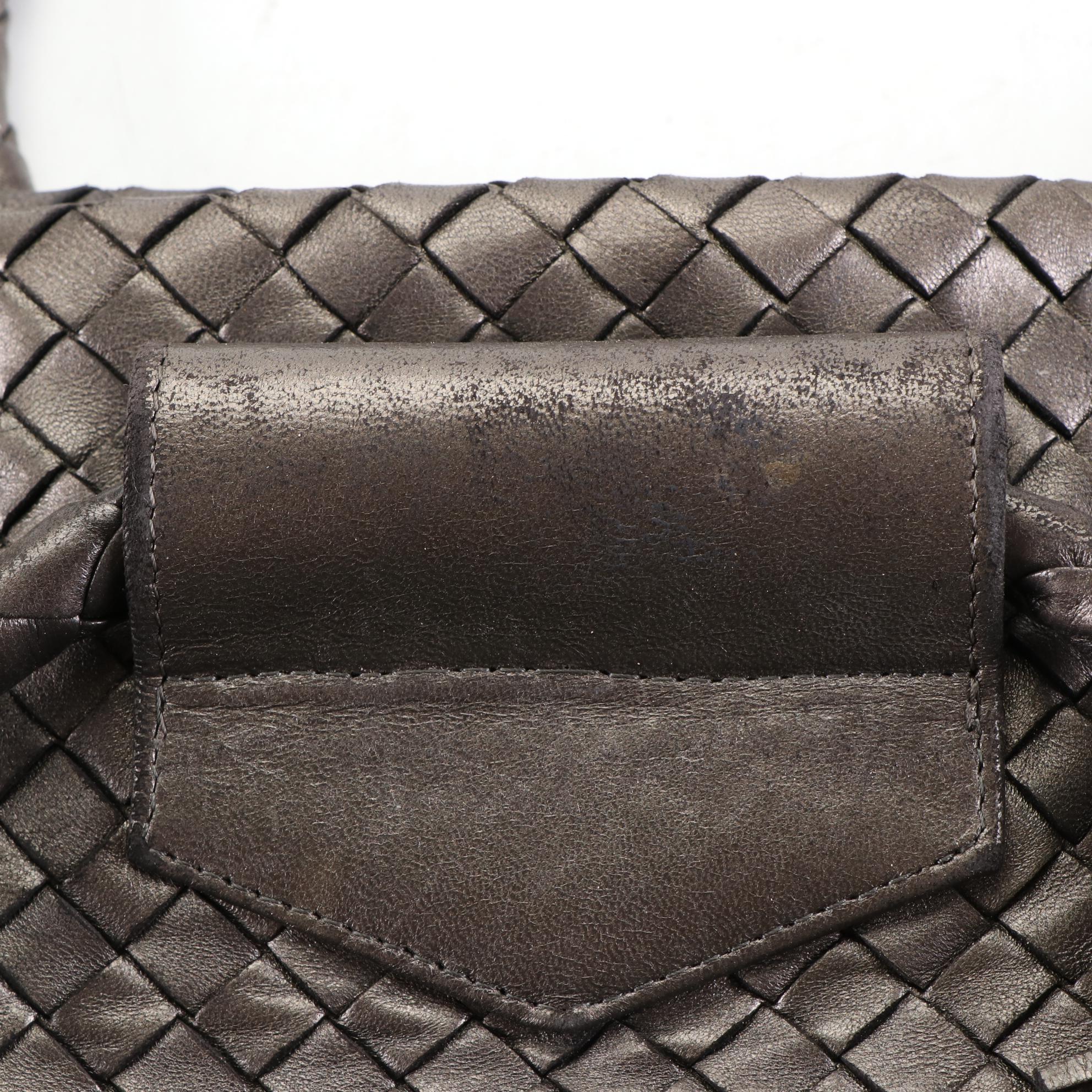 Bottega Veneta Metallic Intrecciato Leather Handbag