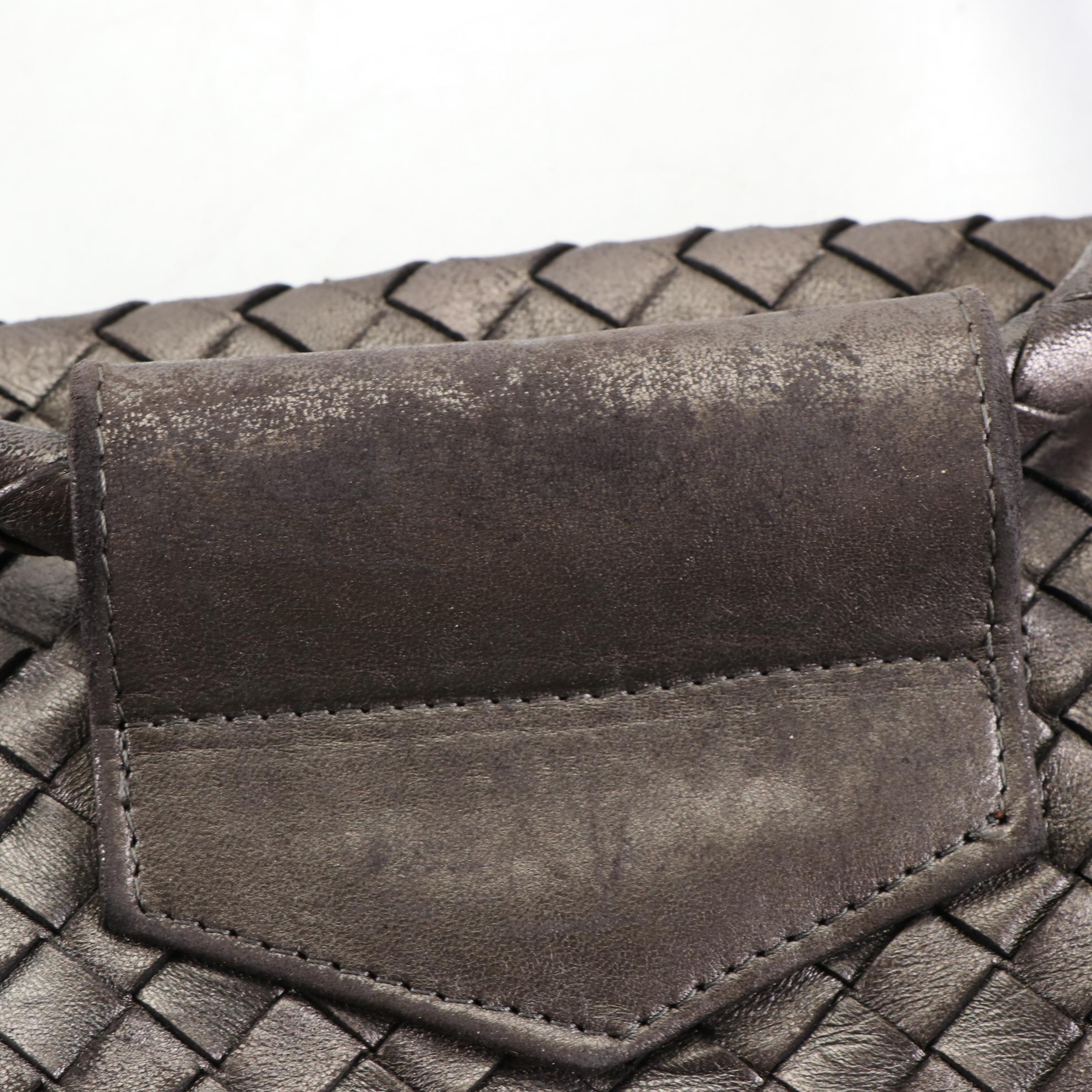 Bottega Veneta Metallic Intrecciato Leather Handbag