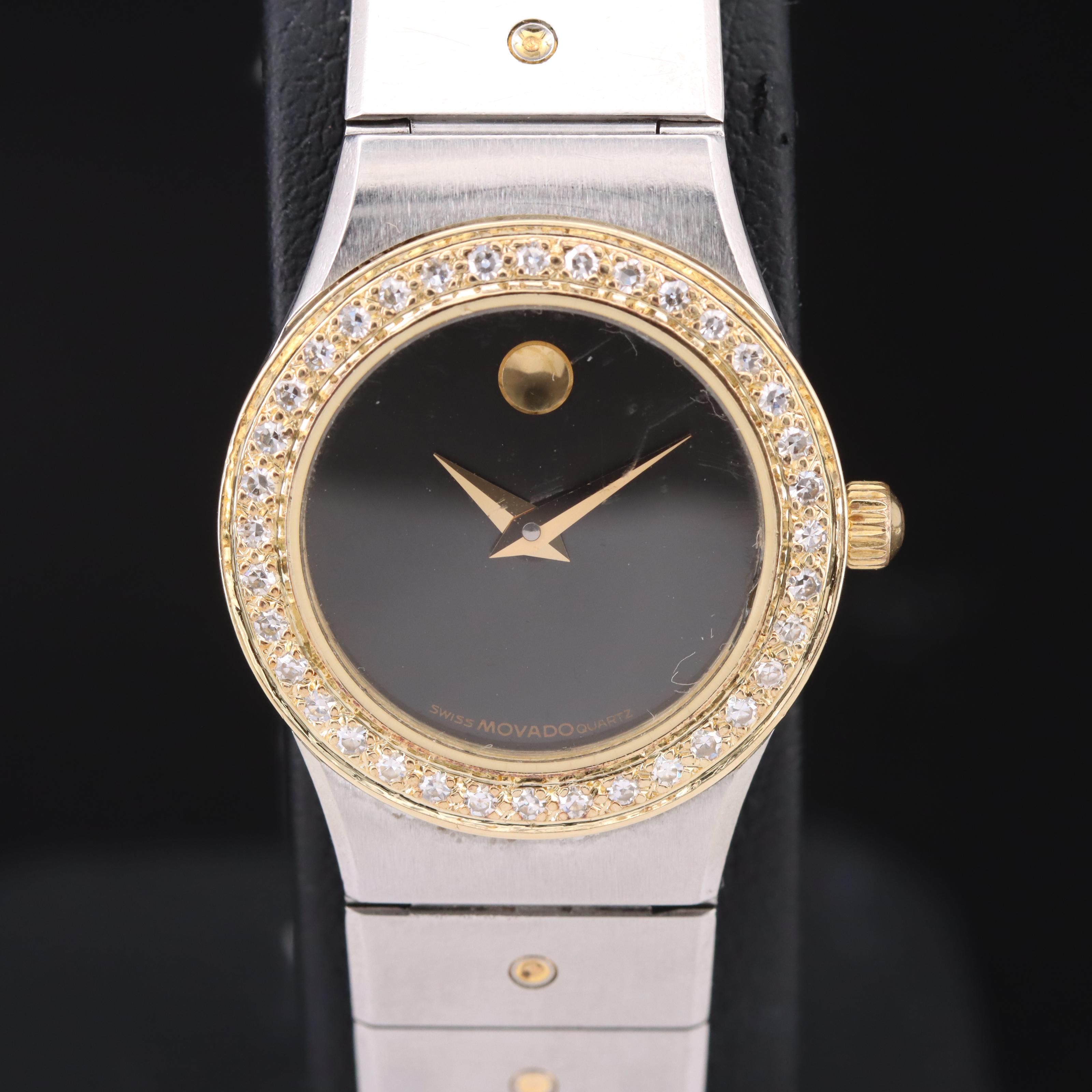 Movado 14K and Stainless Steel Diamond Watch