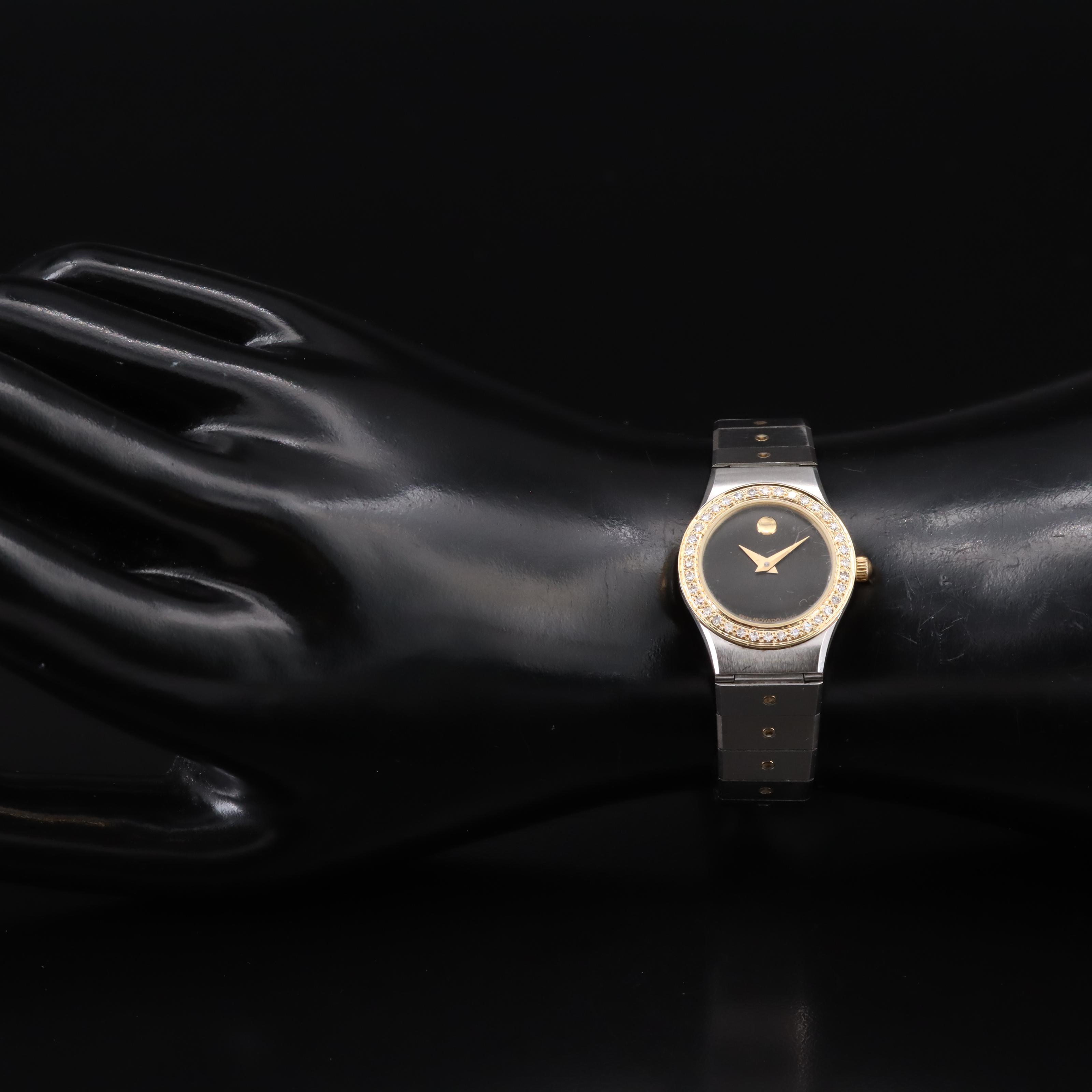 Movado 14K and Stainless Steel Diamond Watch