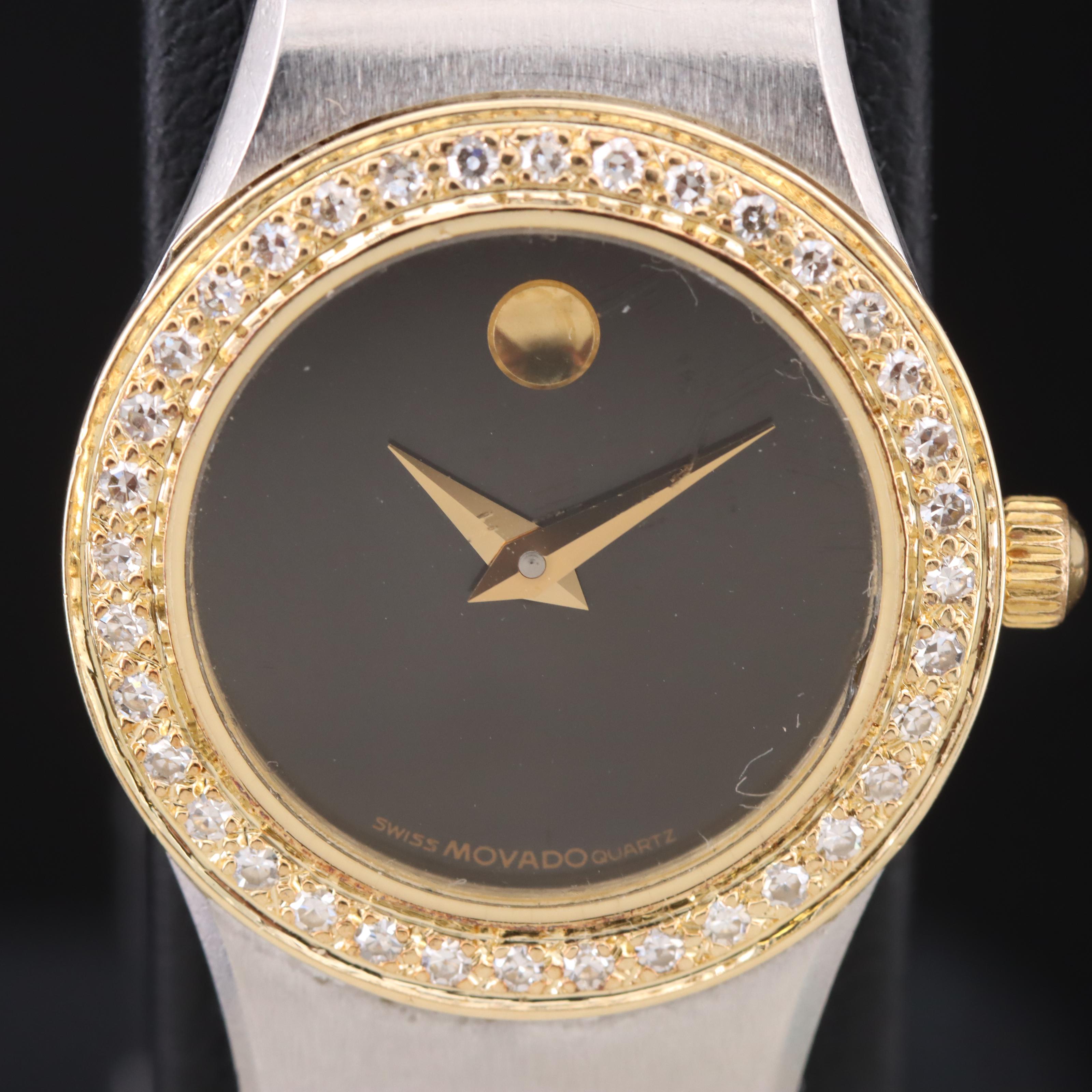 Movado 14K and Stainless Steel Diamond Watch
