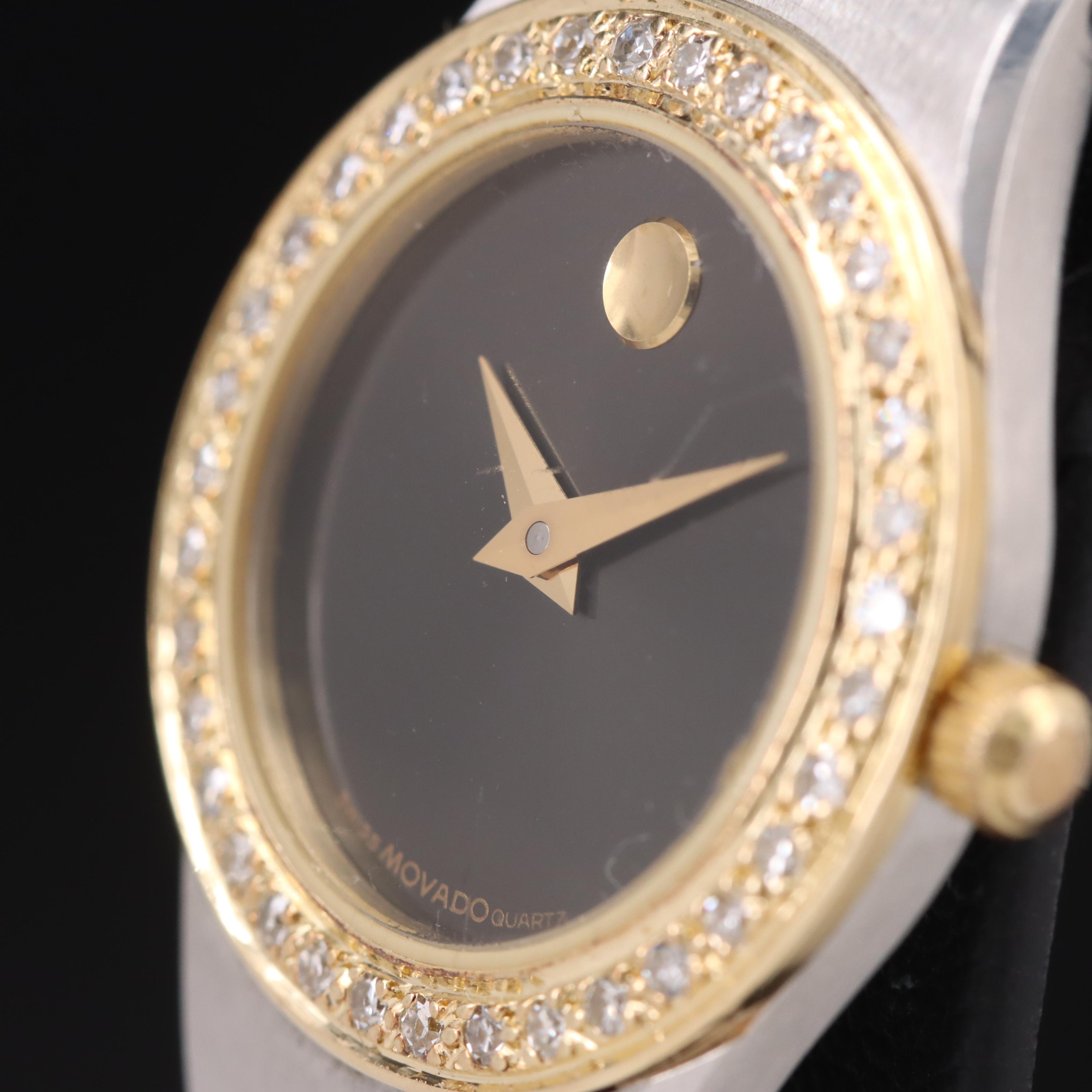 Movado 14K and Stainless Steel Diamond Watch