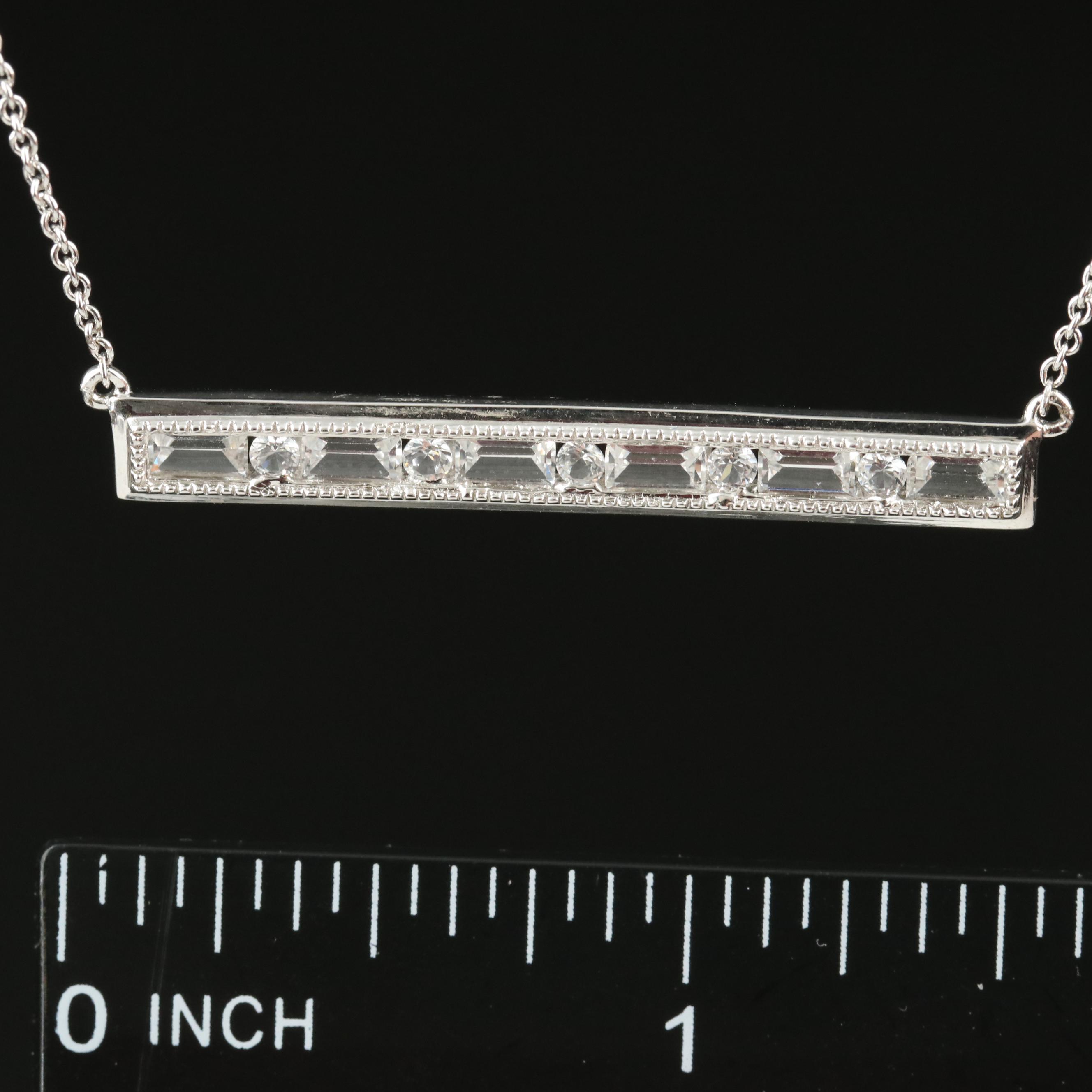 Sterling Sapphire Bar Brooch Necklace