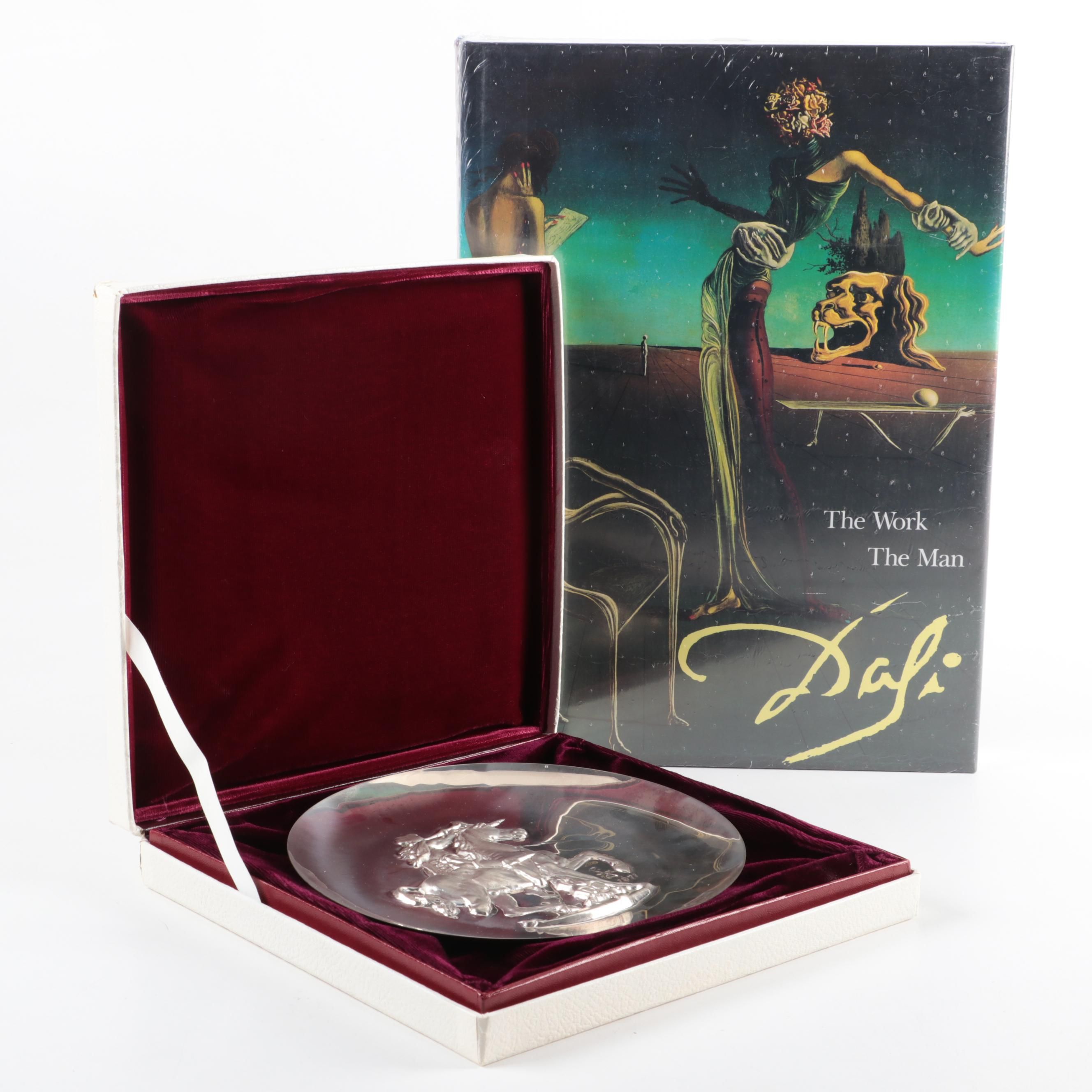 The Lincoln Mint "Unicorn Dionysiaque" Sterling Collector Plate with Dalí Book