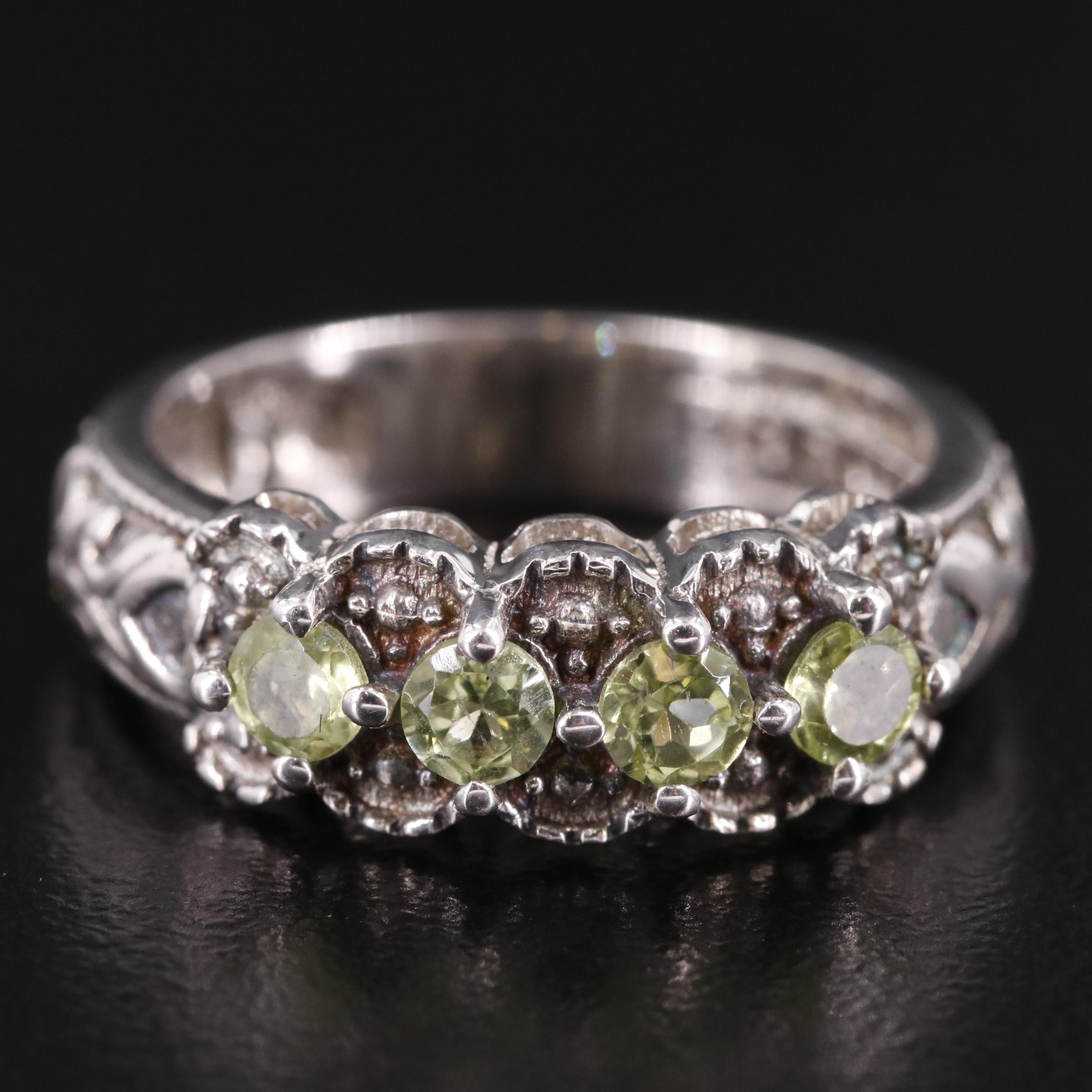 Sterling Peridot Four Stone Ring