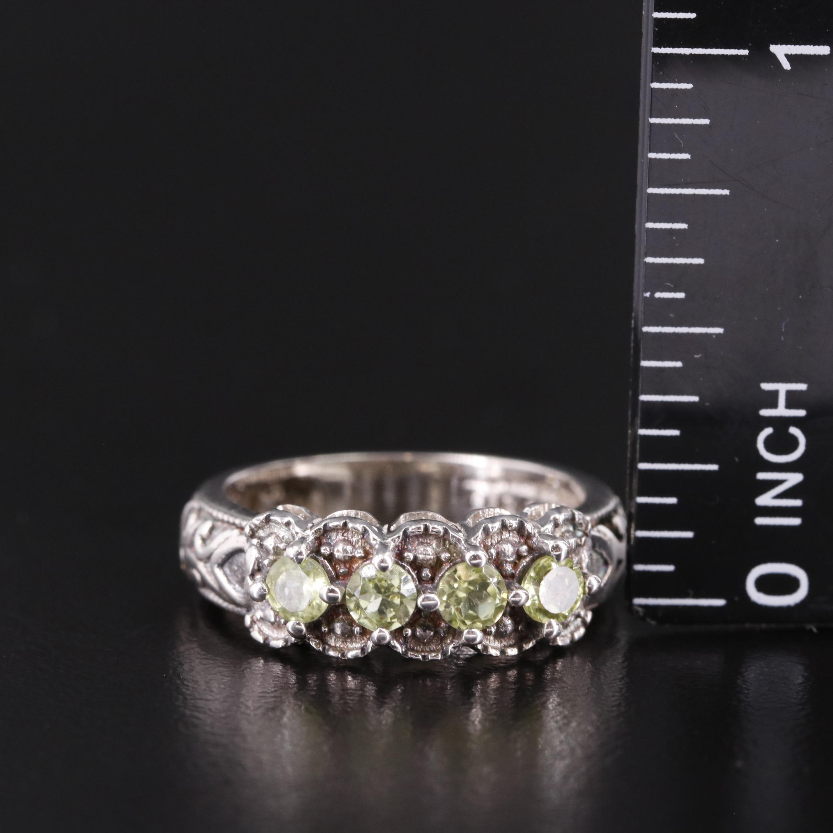 Sterling Peridot Four Stone Ring