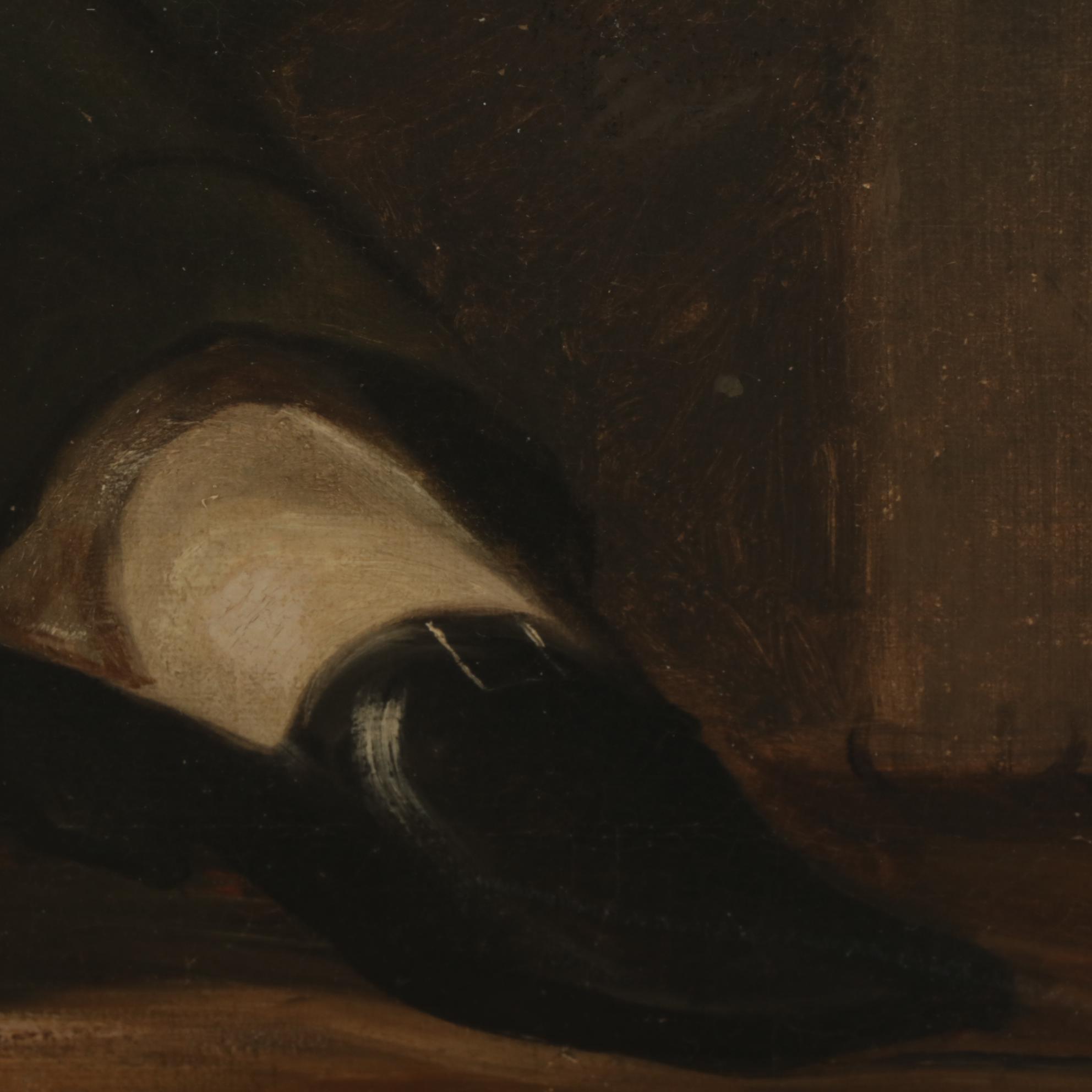 Portrait Oil Painting of Young Boy Holding Pigeon, Circa 1900