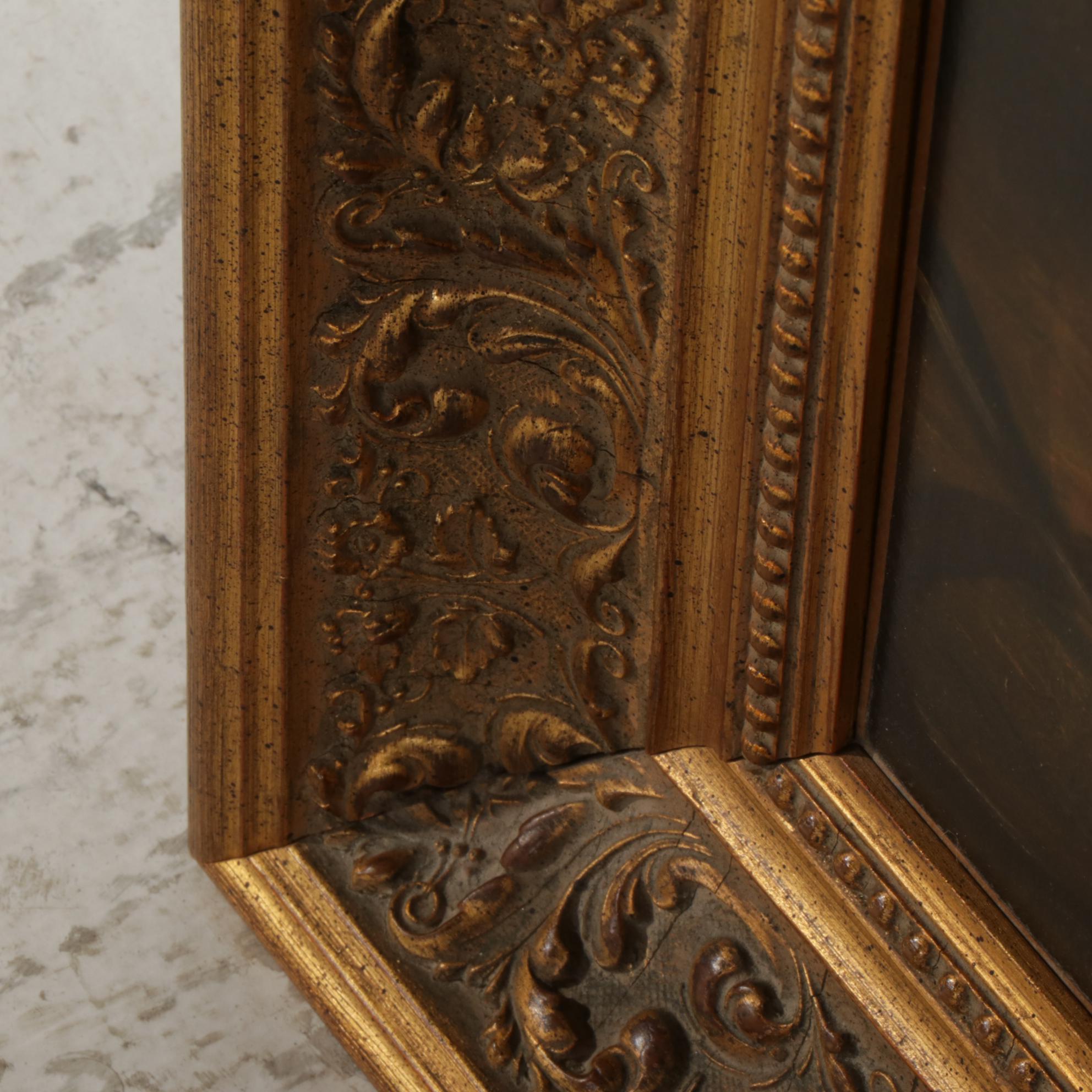 Portrait Oil Painting of Young Boy Holding Pigeon, Circa 1900