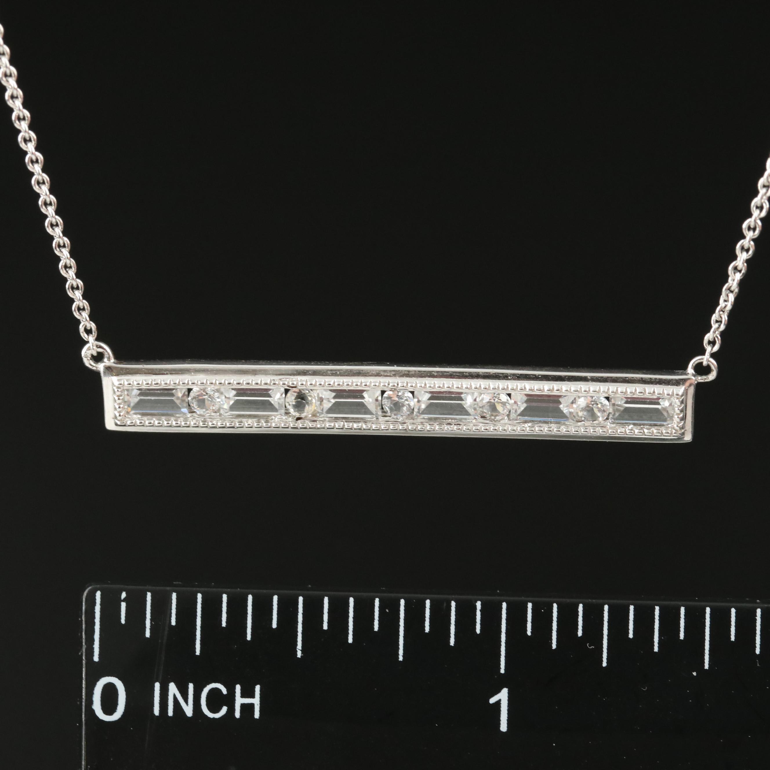 Sterling Sapphire Bar Brooch Necklace