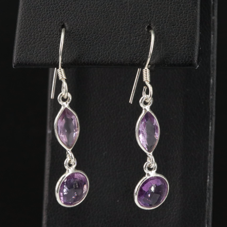 Sterling Amethyst Dangle Earrings