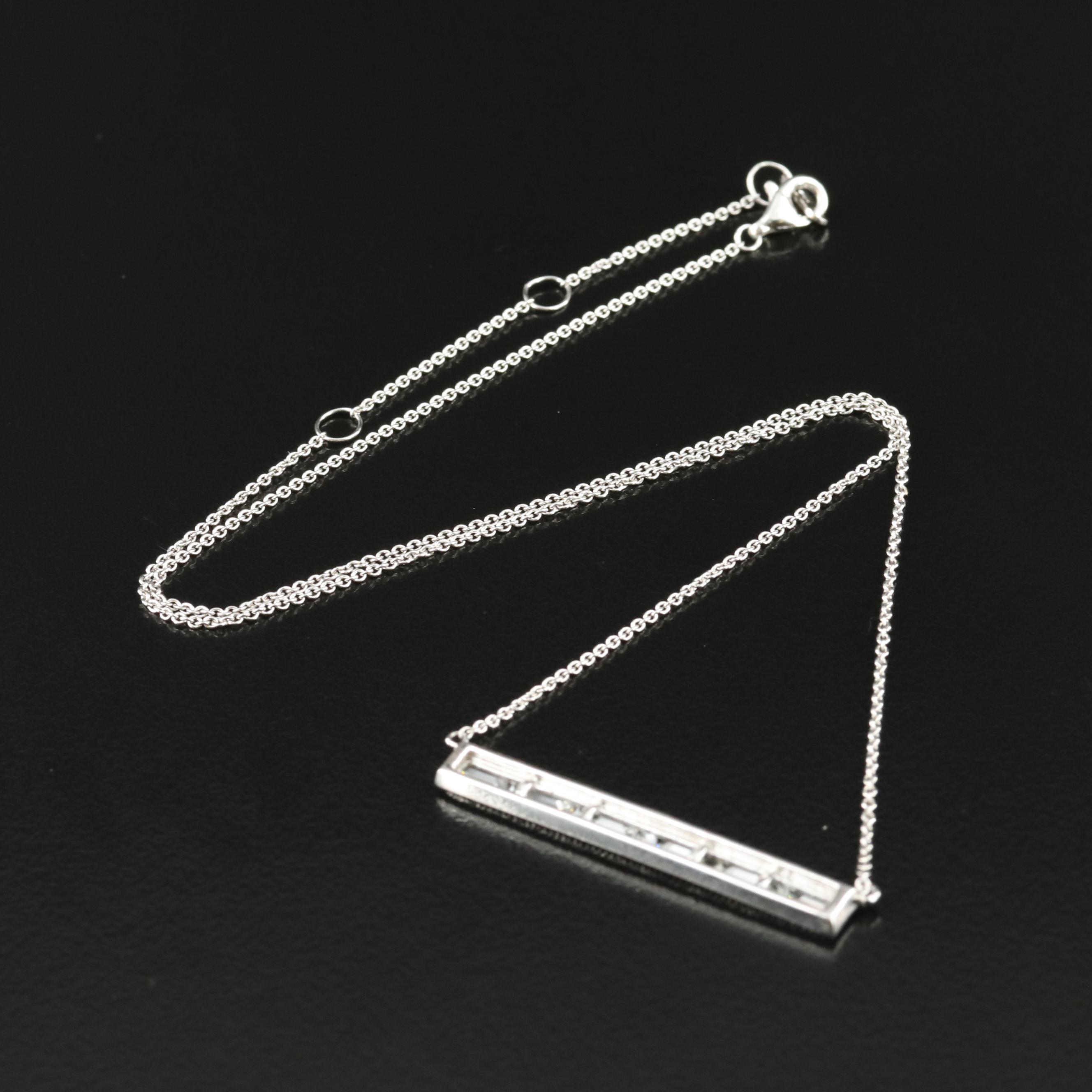 Sterling Sapphire Bar Brooch Necklace