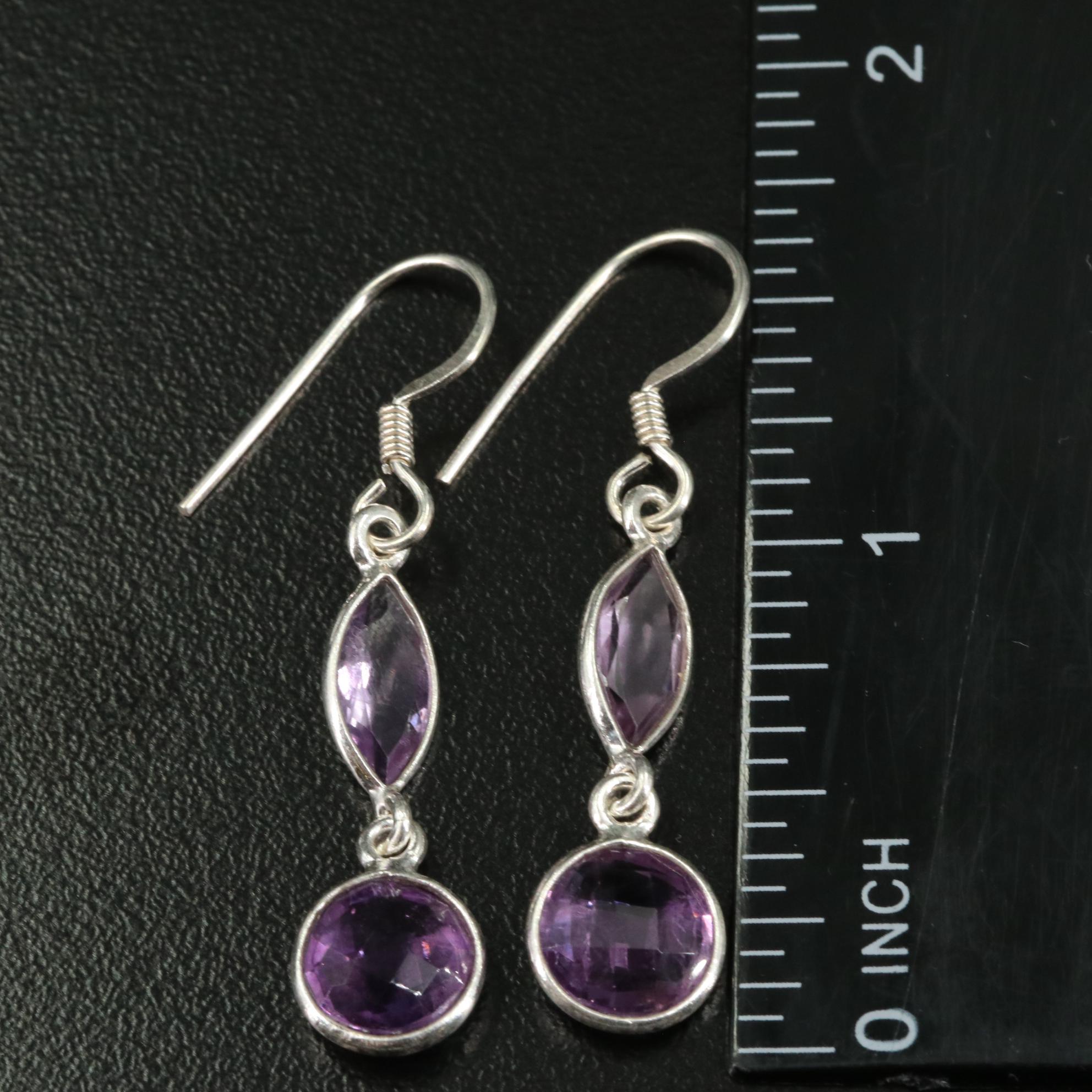 Sterling Amethyst Dangle Earrings
