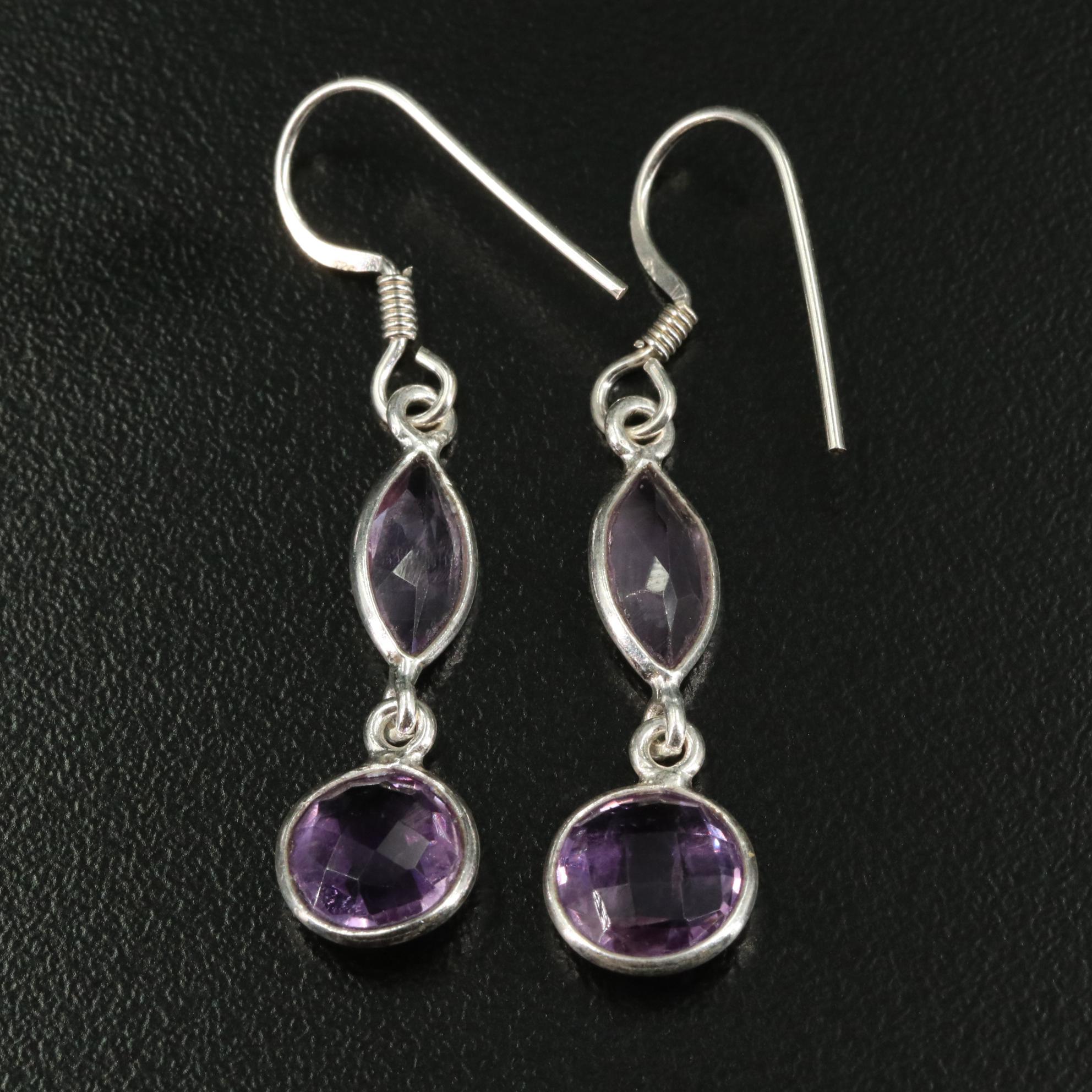 Sterling Amethyst Dangle Earrings