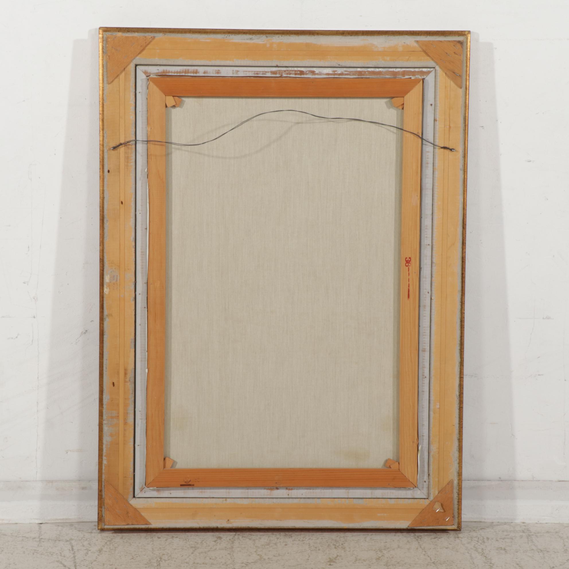 C. A. Pliego Forest Pond Landscape Oil Painting, Late 20th Century