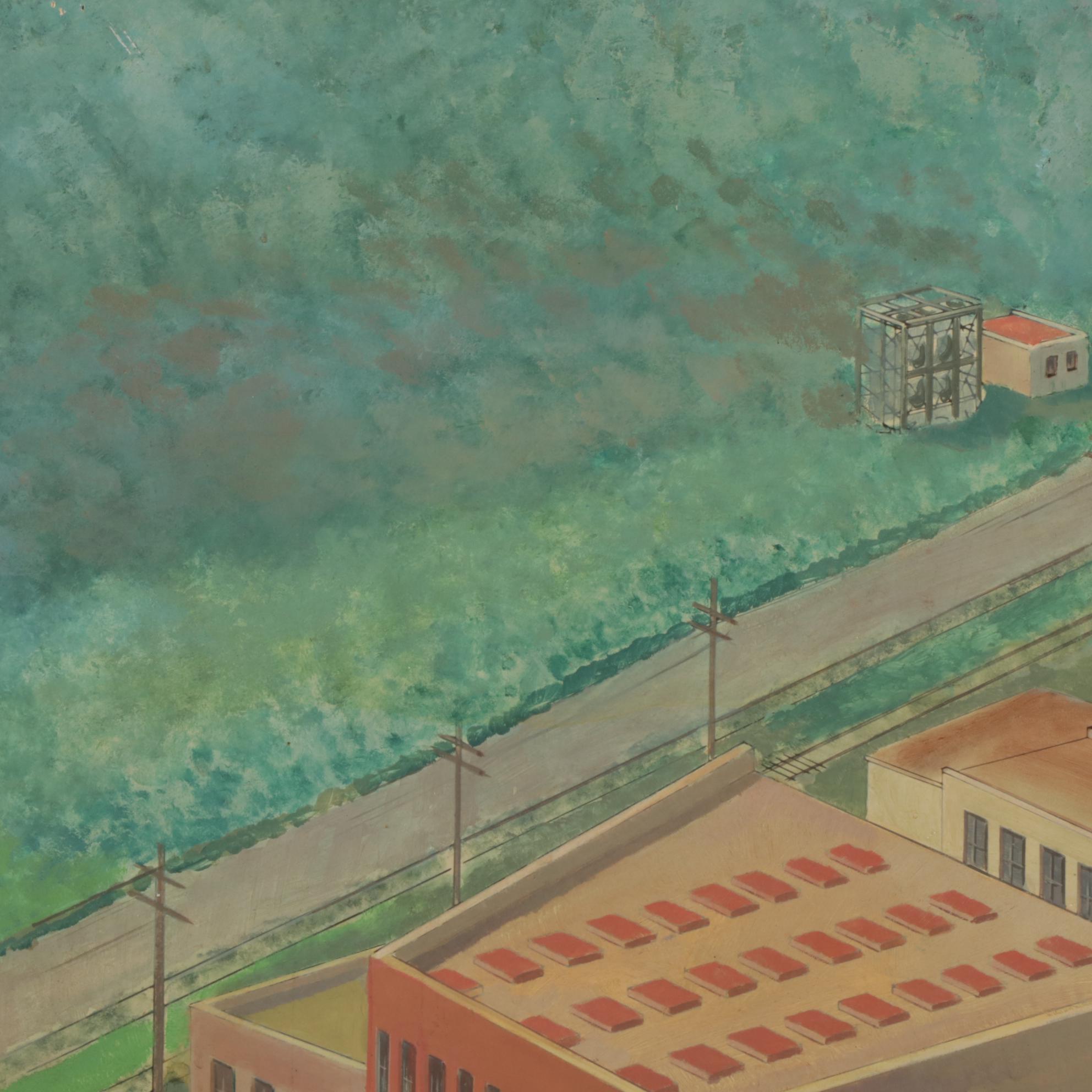 Large-Scale Oil Painting of Nationaline Warehouse, Circa 1970
