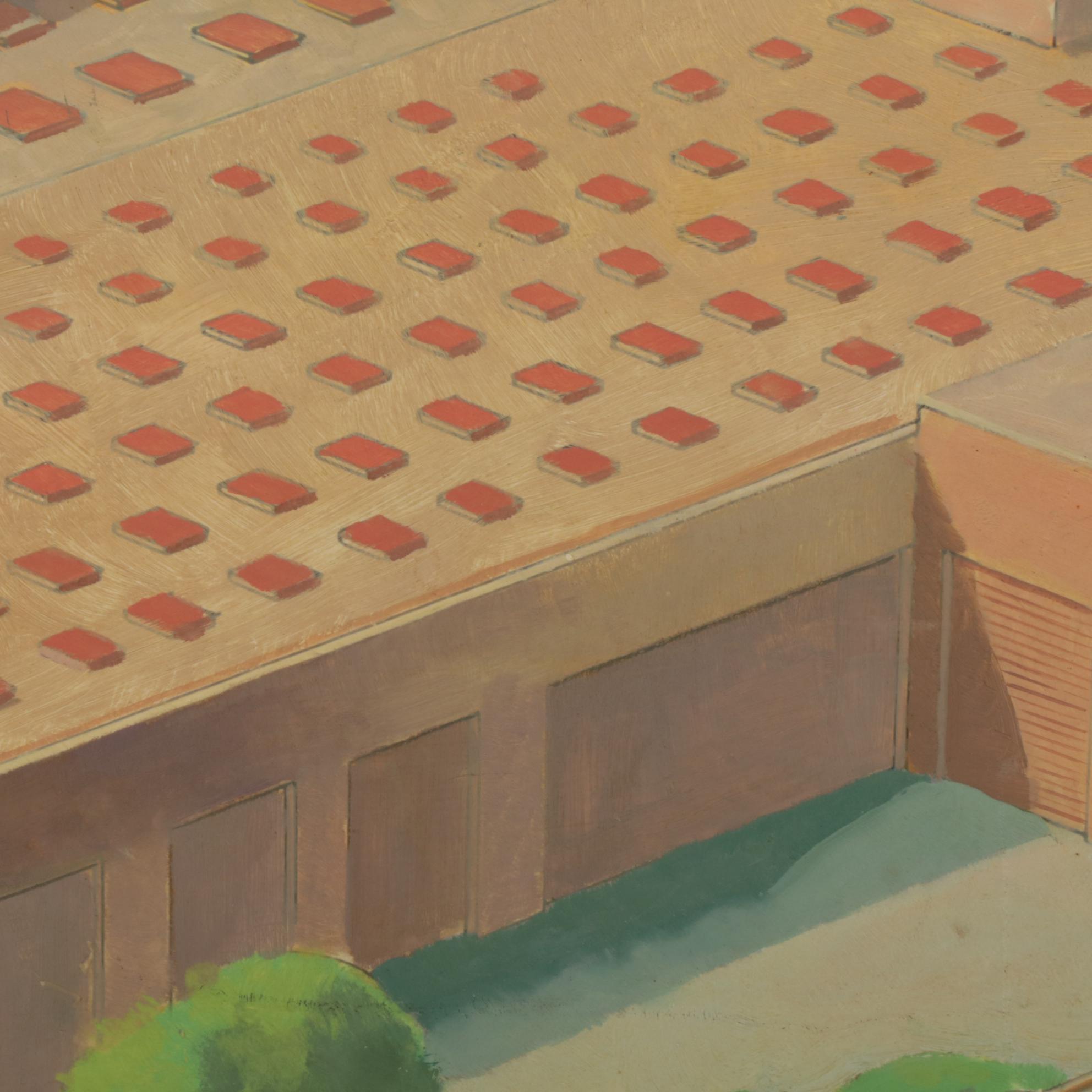 Large-Scale Oil Painting of Nationaline Warehouse, Circa 1970