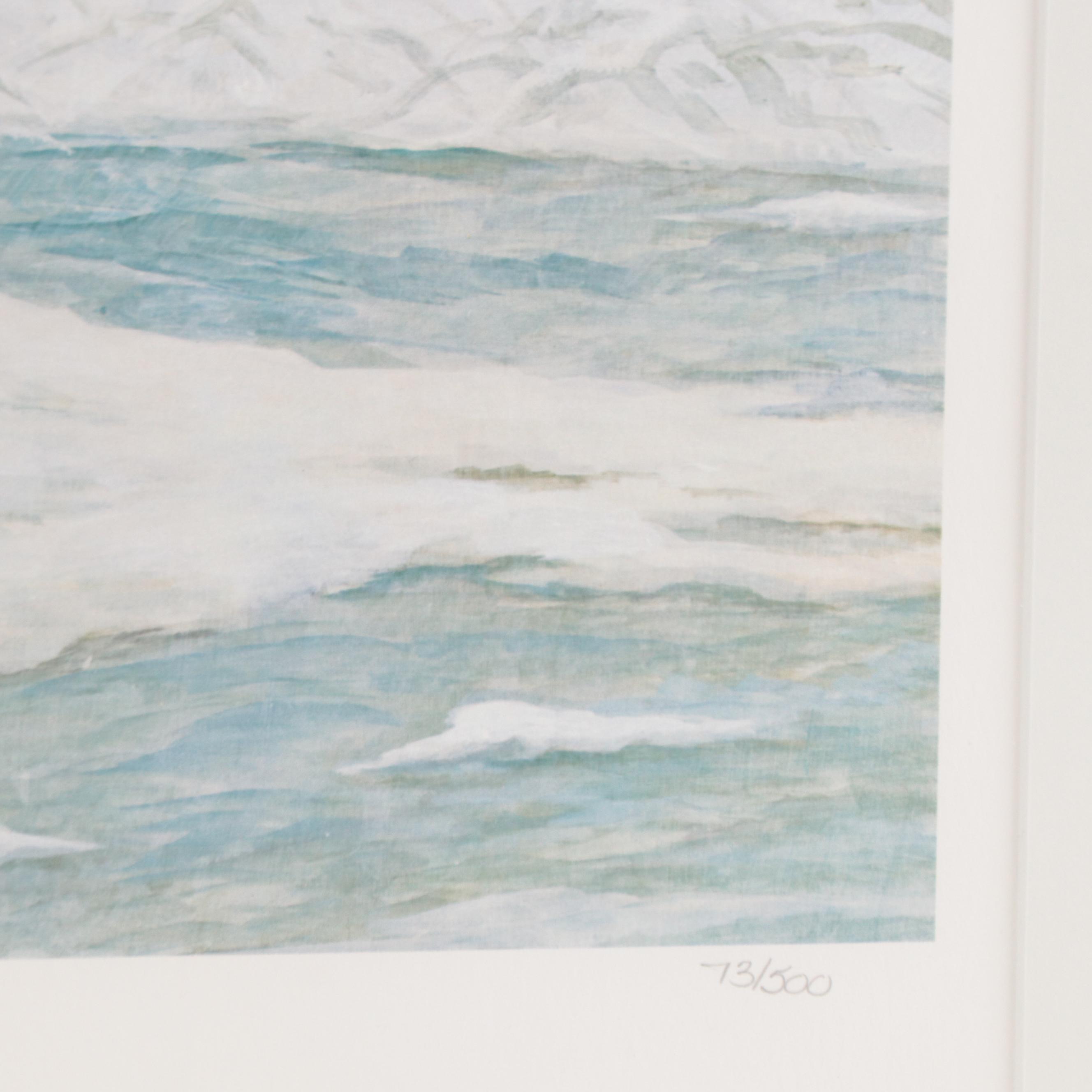 John A. Ruthven Offset Lithograph "Snow Dance: Red-Crowned Cranes"