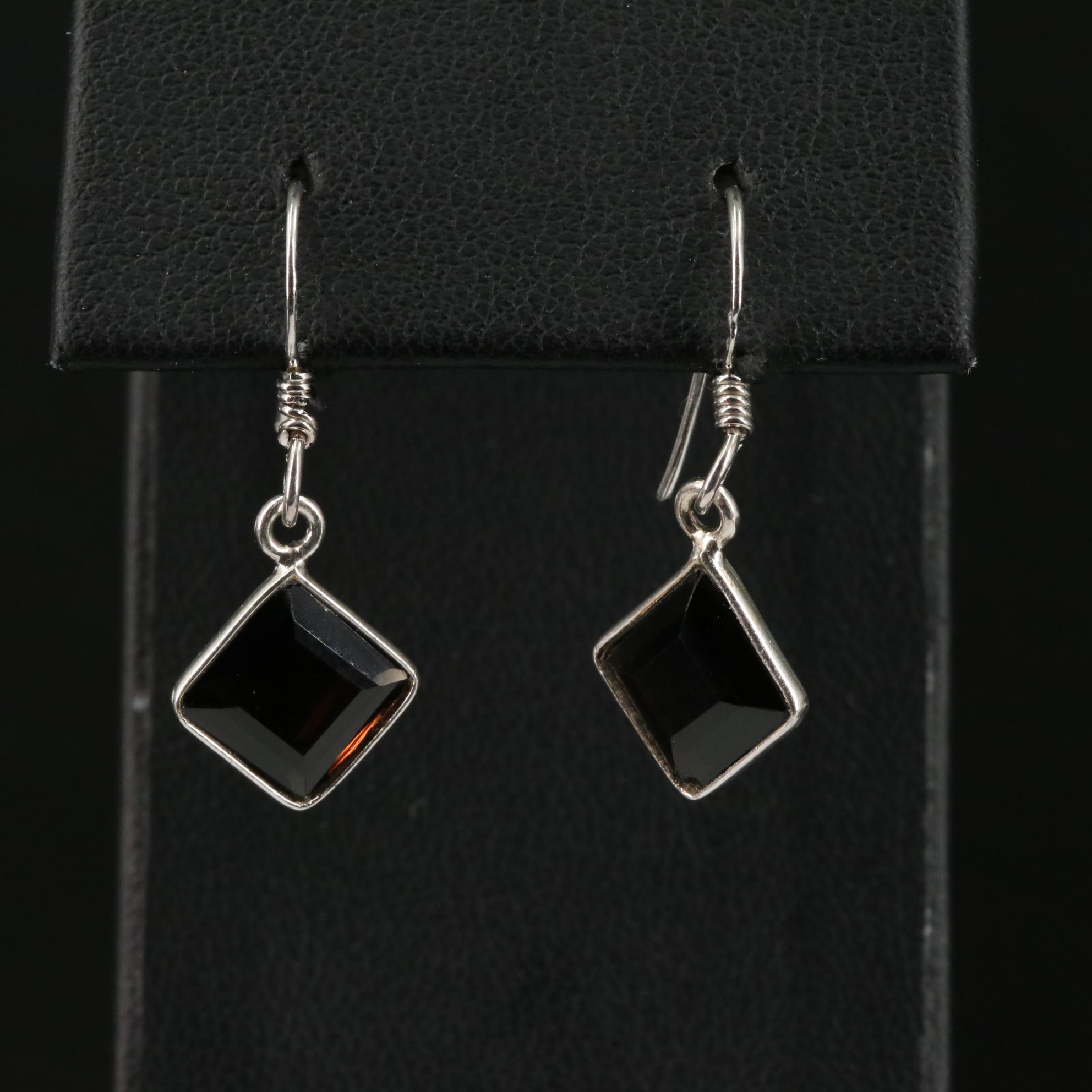 Sterling Diamond Smoky Quartz Drop Earrings
