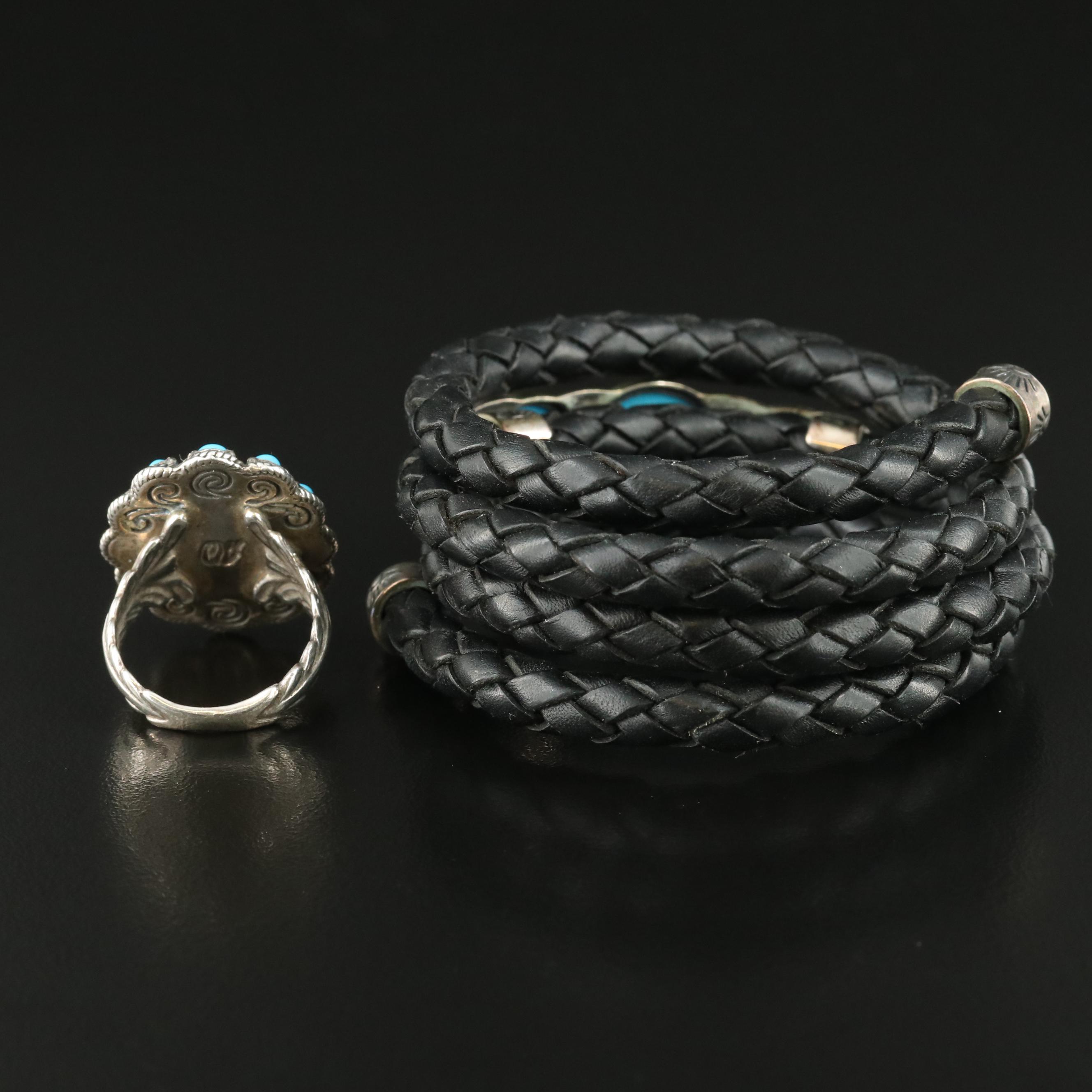 Southwestern Relios American West Sterling Turquoise Ring and Bracelet