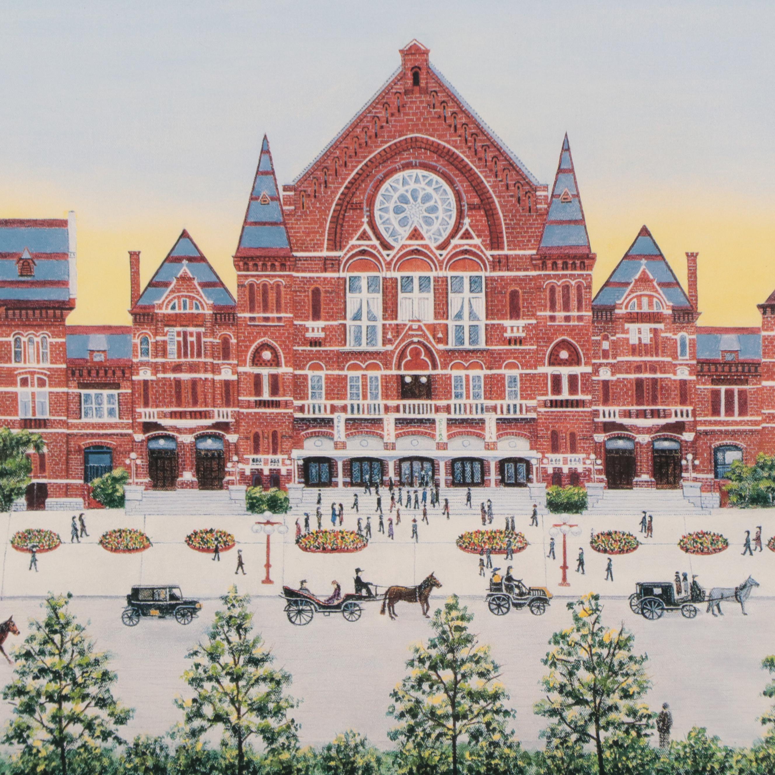 Mark Warren Offset Lithograph "Music Hall"