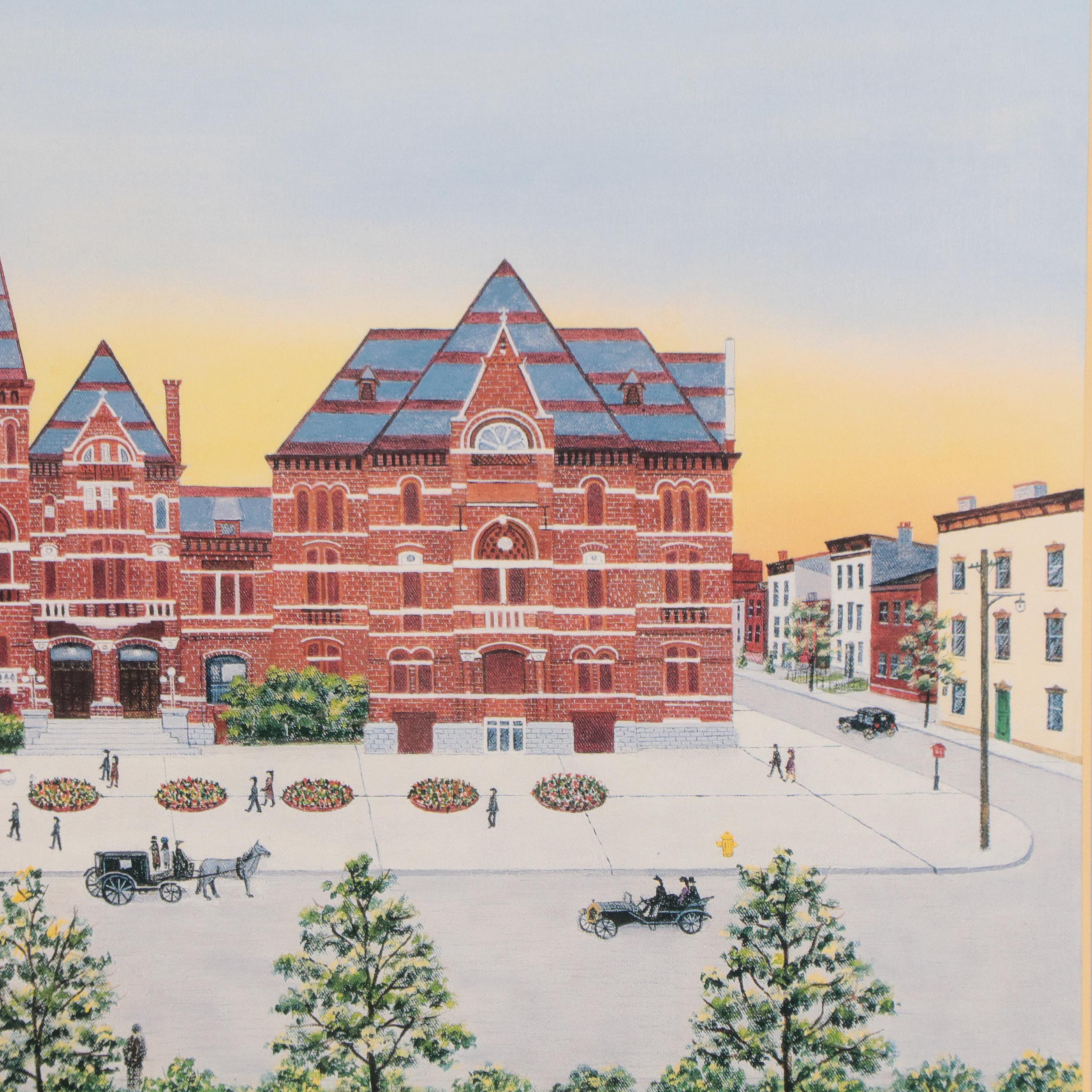 Mark Warren Offset Lithograph "Music Hall"