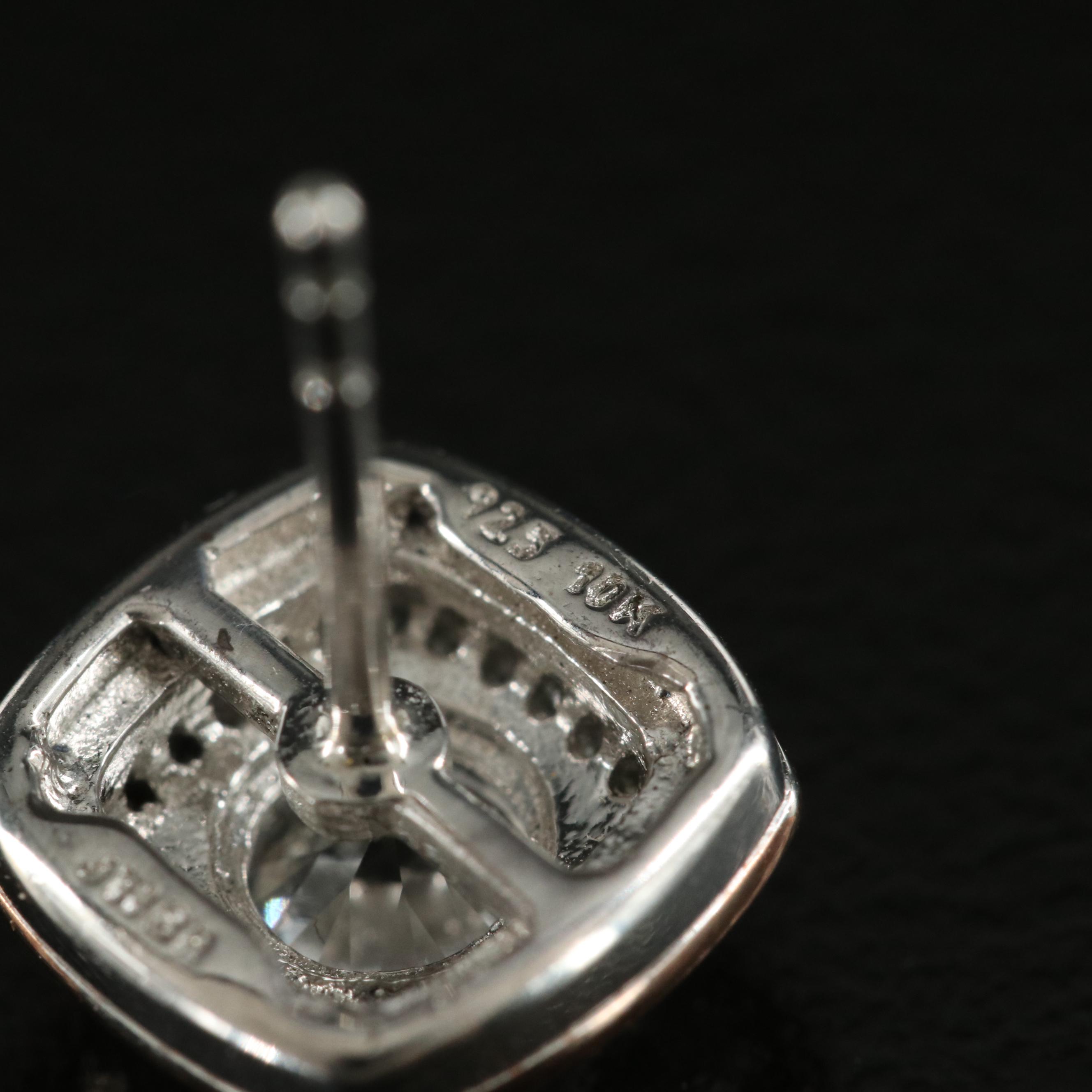 Sterling White Sapphire Earrings with 10K Rose Gold Accents