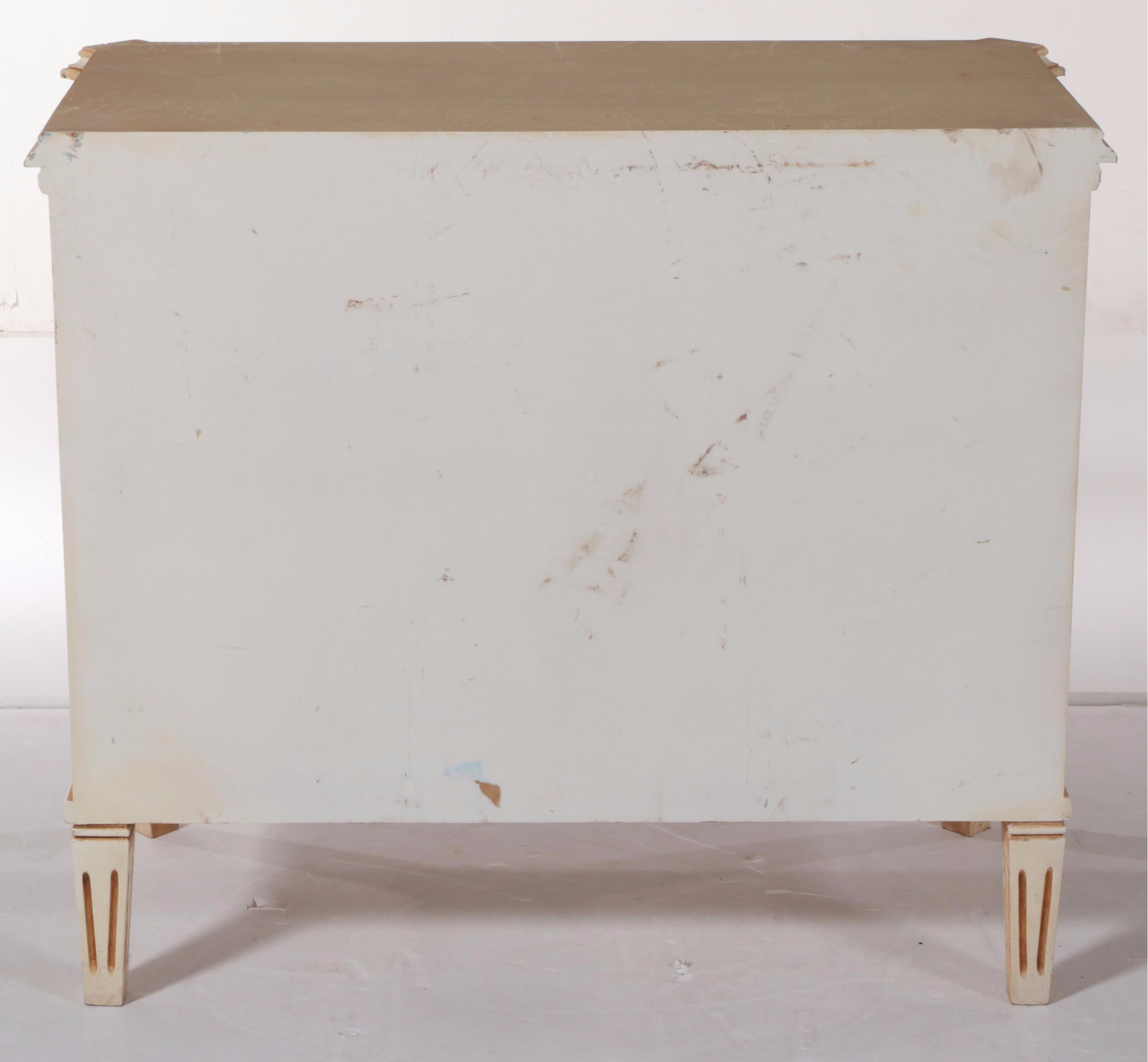 Cream-Painted Neoclassical Style Wooden Chest of Drawers