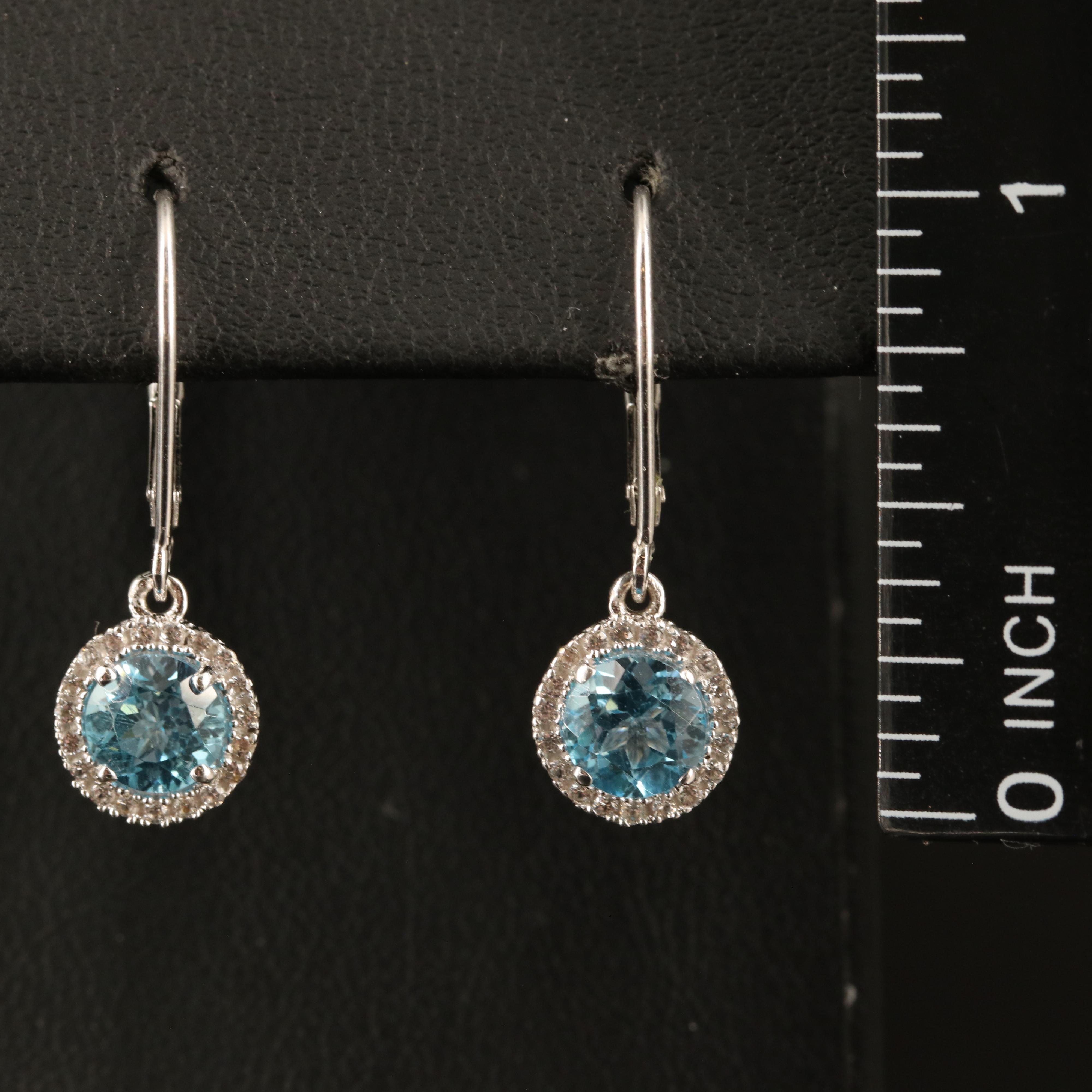 Sterling Swiss Blue Topaz and White Sapphire Earrings