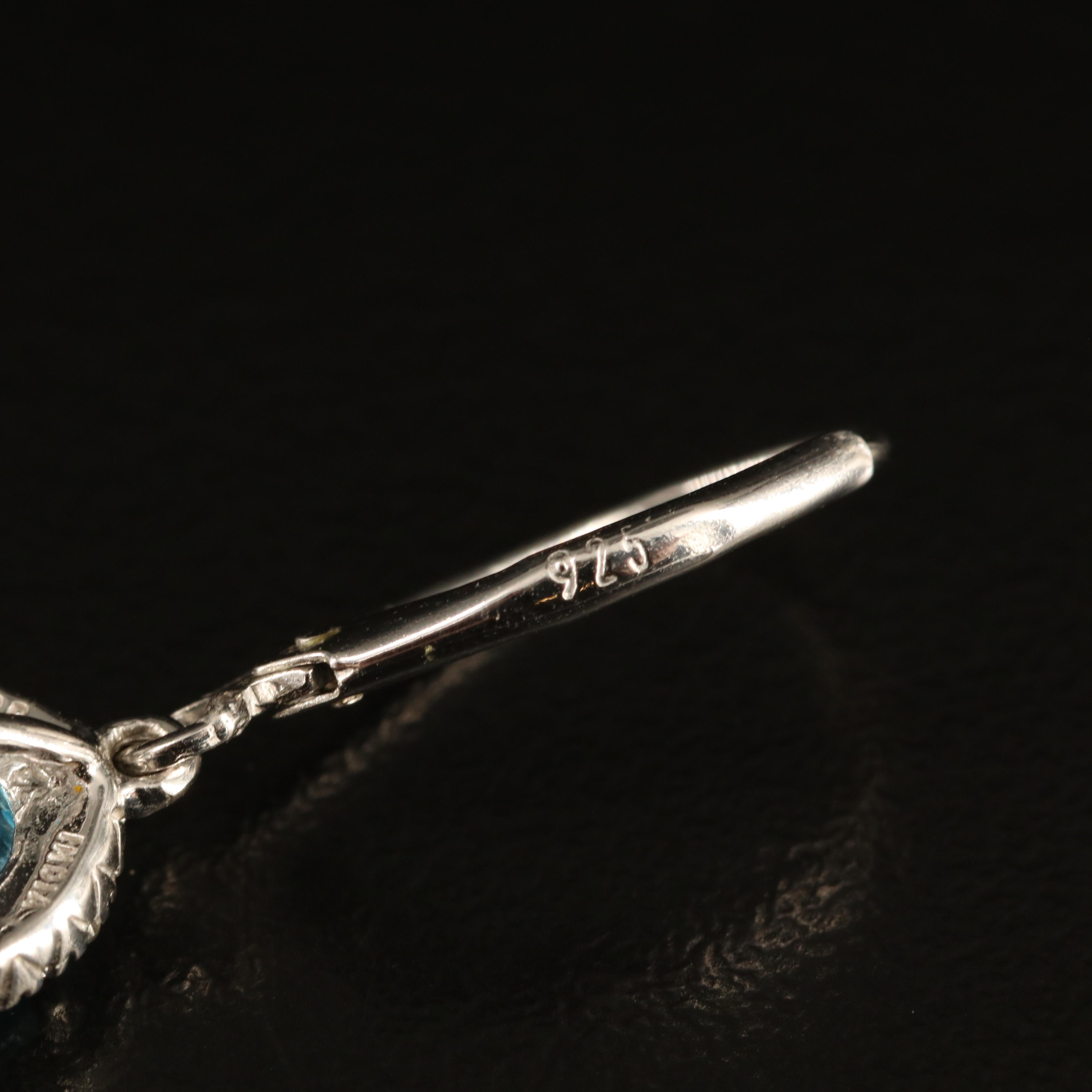 Sterling Swiss Blue Topaz and White Sapphire Earrings