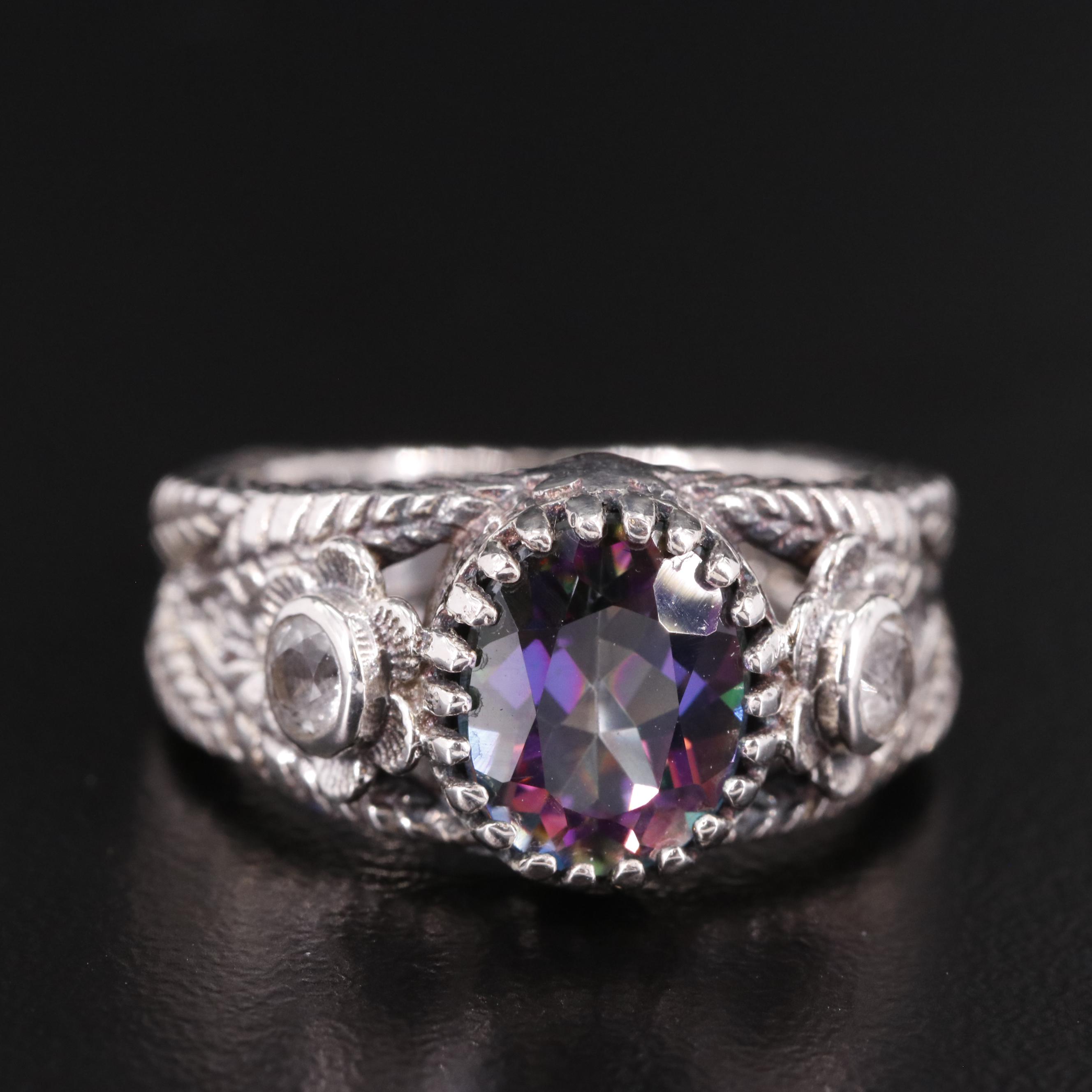 Sterling Mystic Topaz and White Topaz Ring