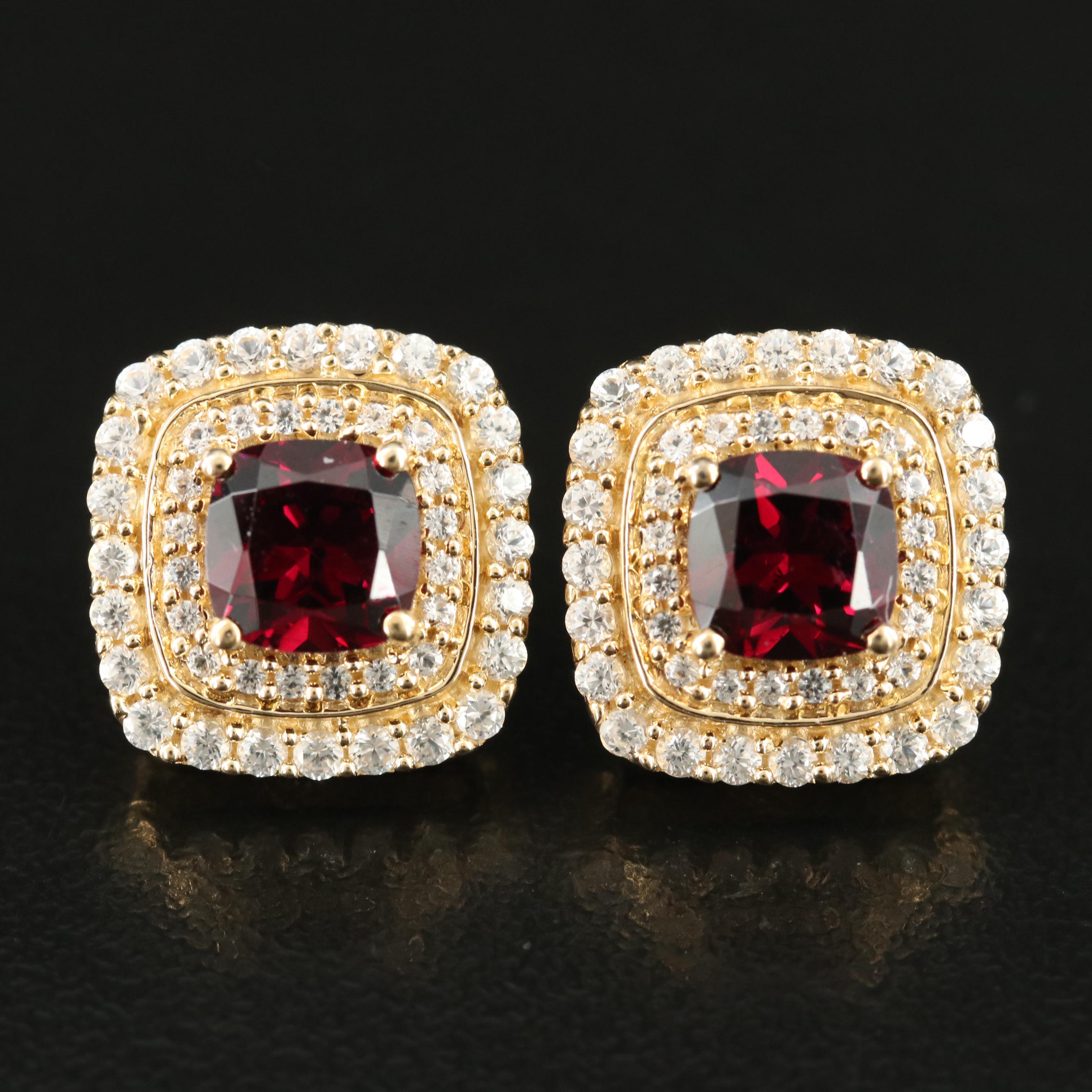 Sterling Garnet and Sapphire Earrings