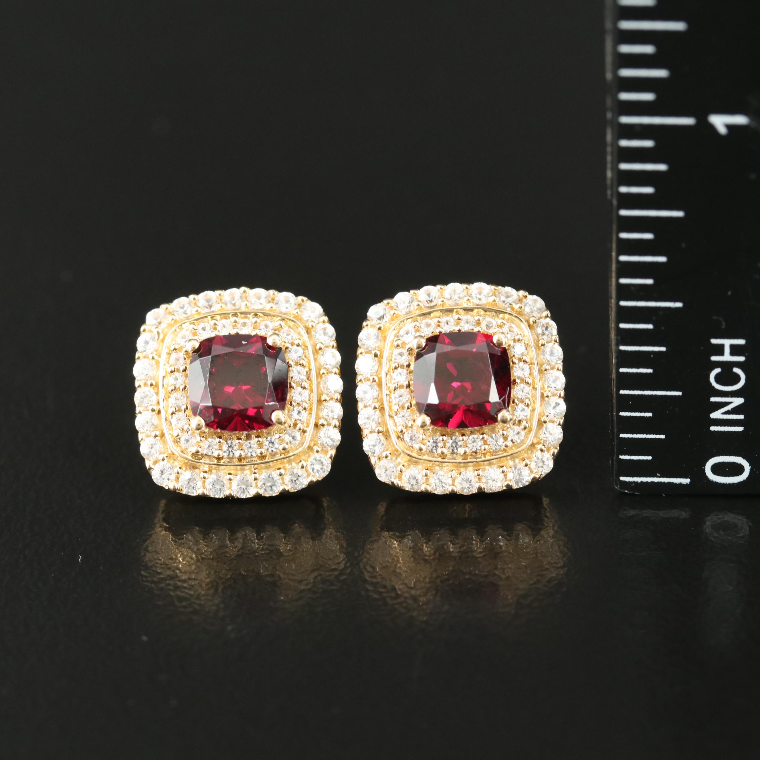 Sterling Garnet and Sapphire Earrings