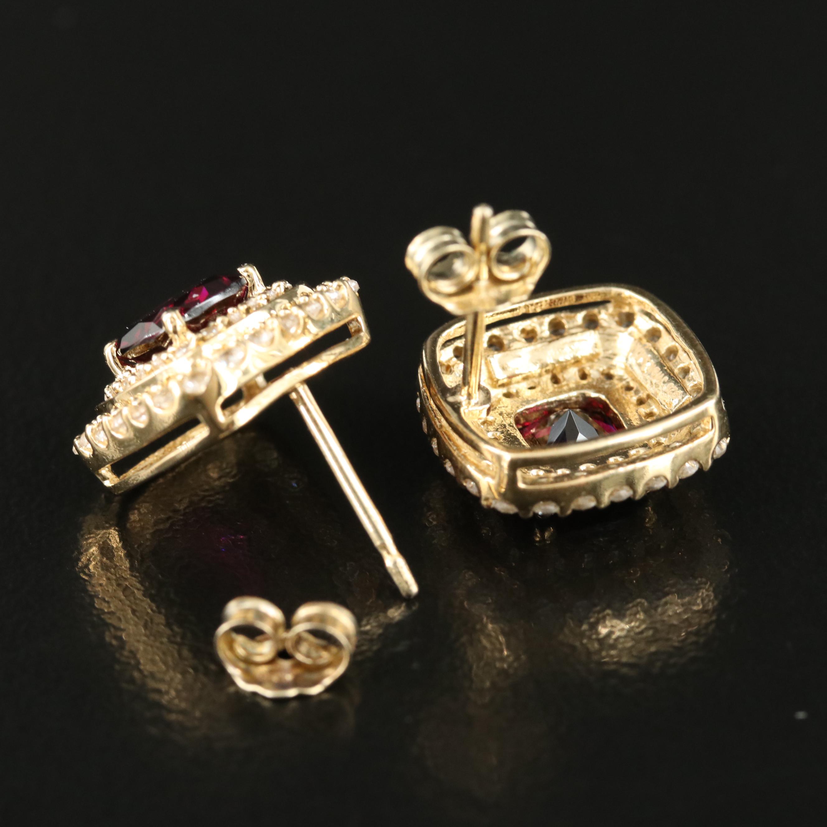 Sterling Garnet and Sapphire Earrings