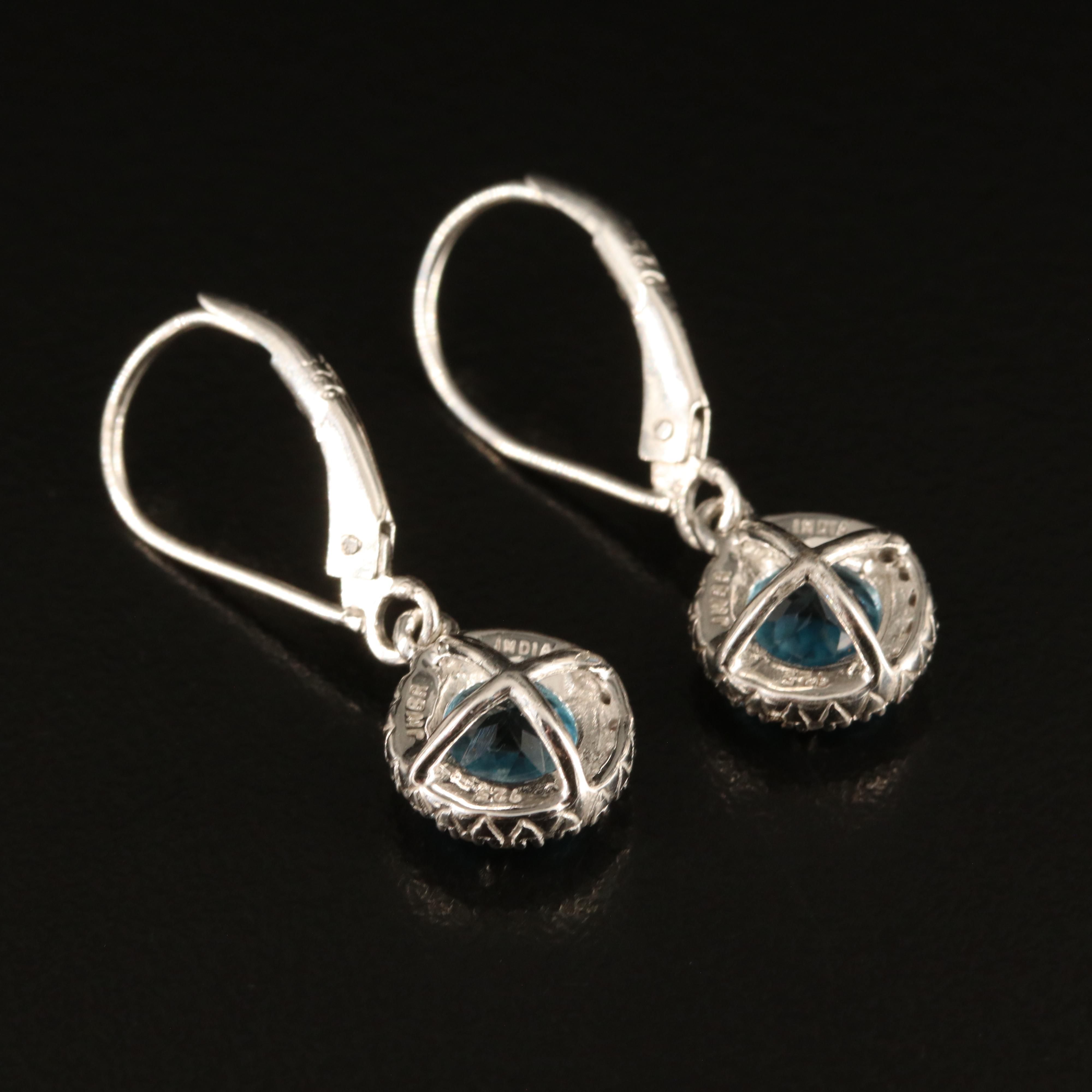 Sterling Swiss Blue Topaz and White Sapphire Earrings
