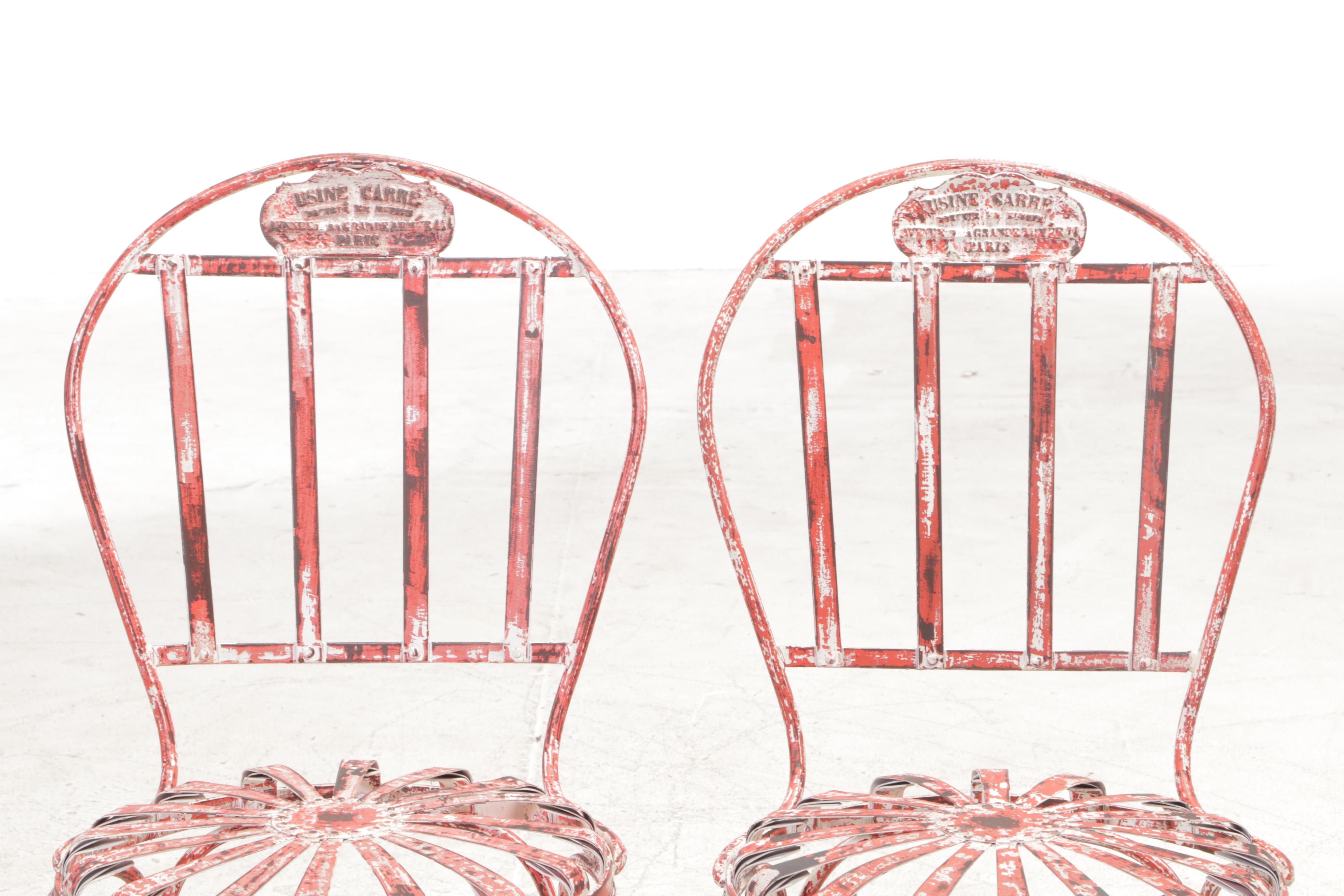 Pair of French Style Painted Iron Cafe Chairs