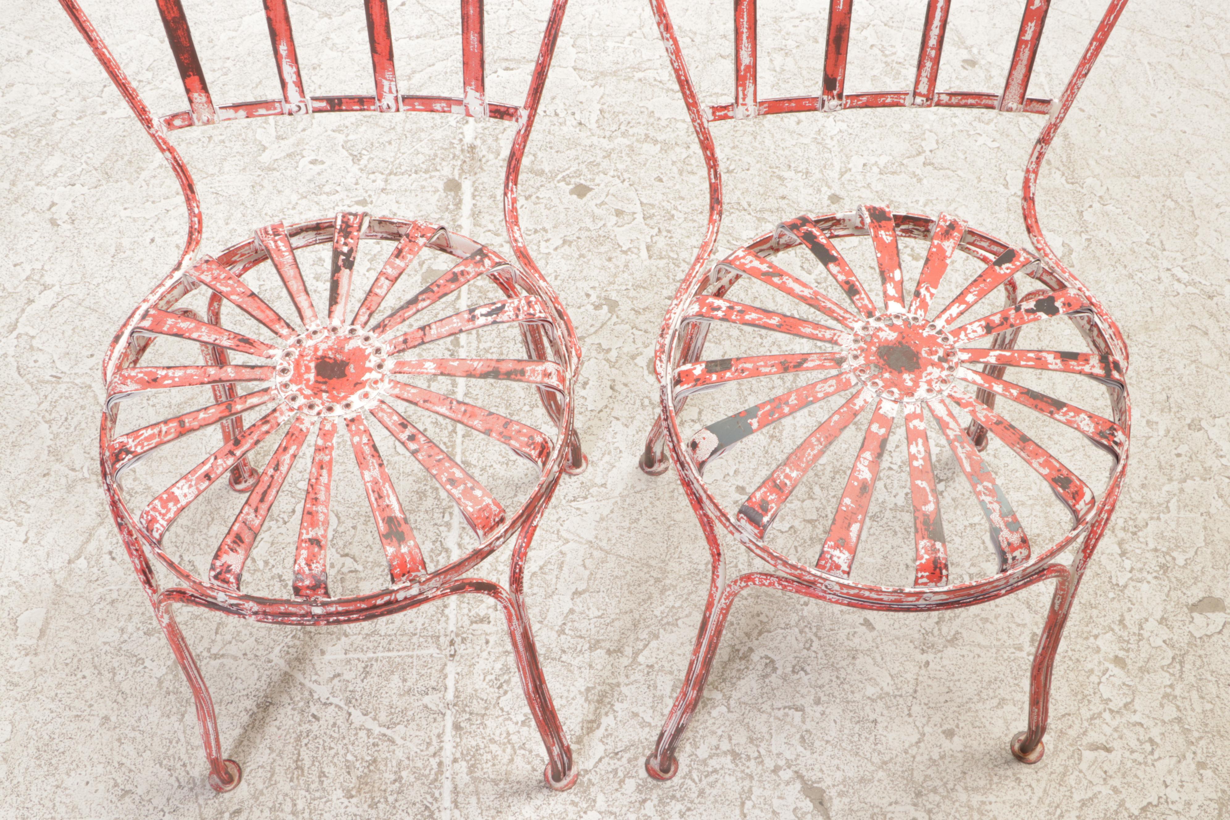 Pair of French Style Painted Iron Cafe Chairs