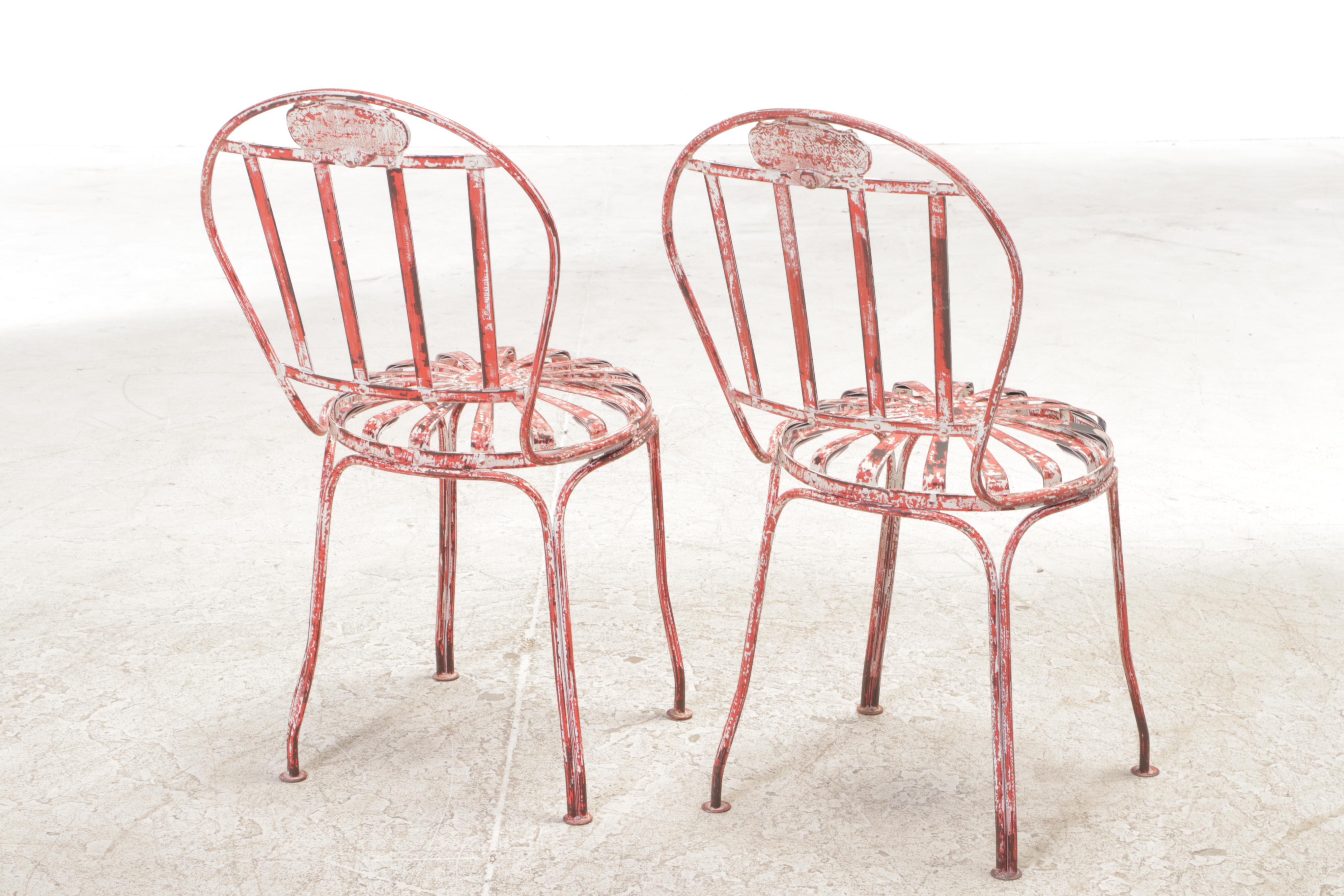 Pair of French Style Painted Iron Cafe Chairs