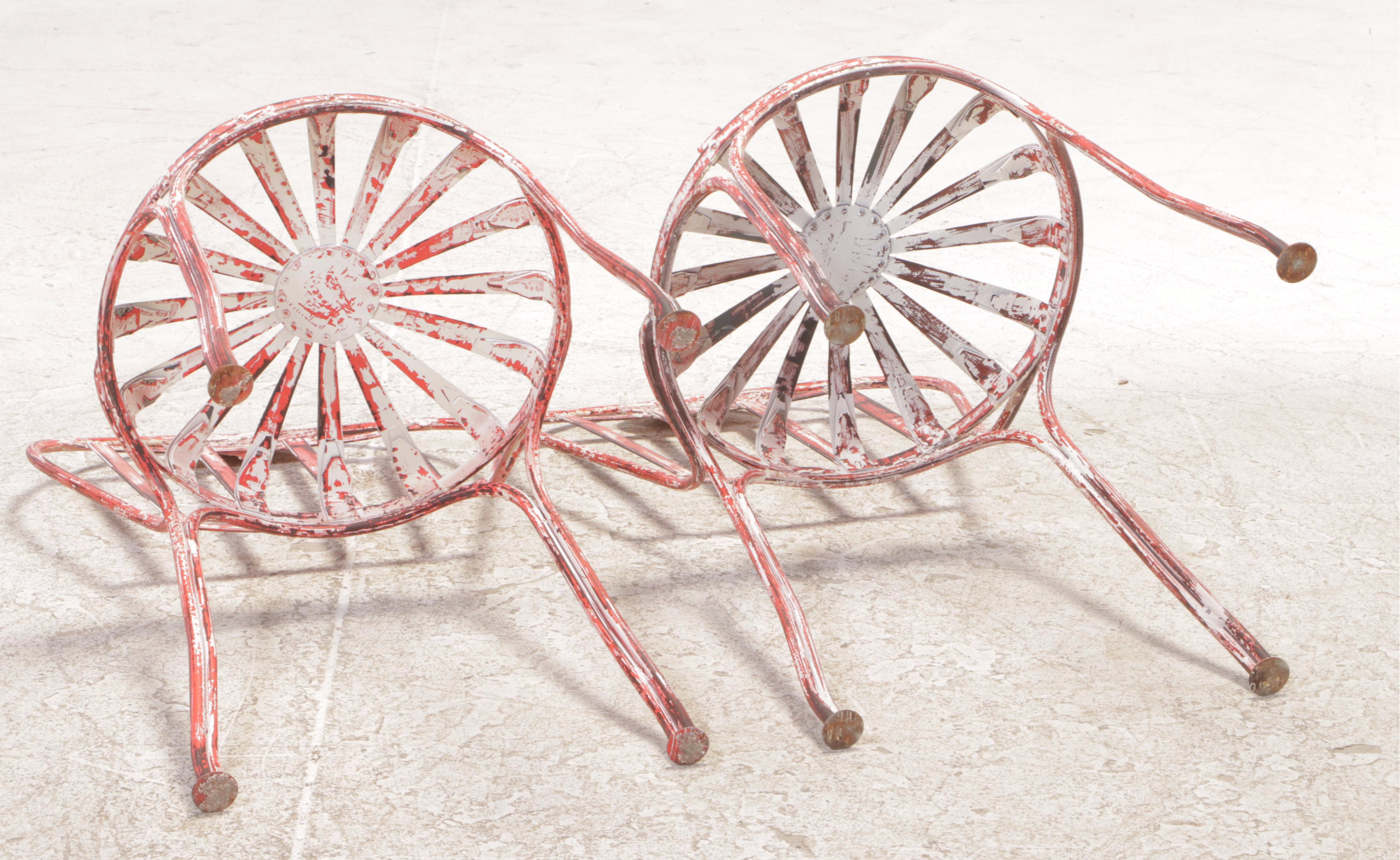 Pair of French Style Painted Iron Cafe Chairs