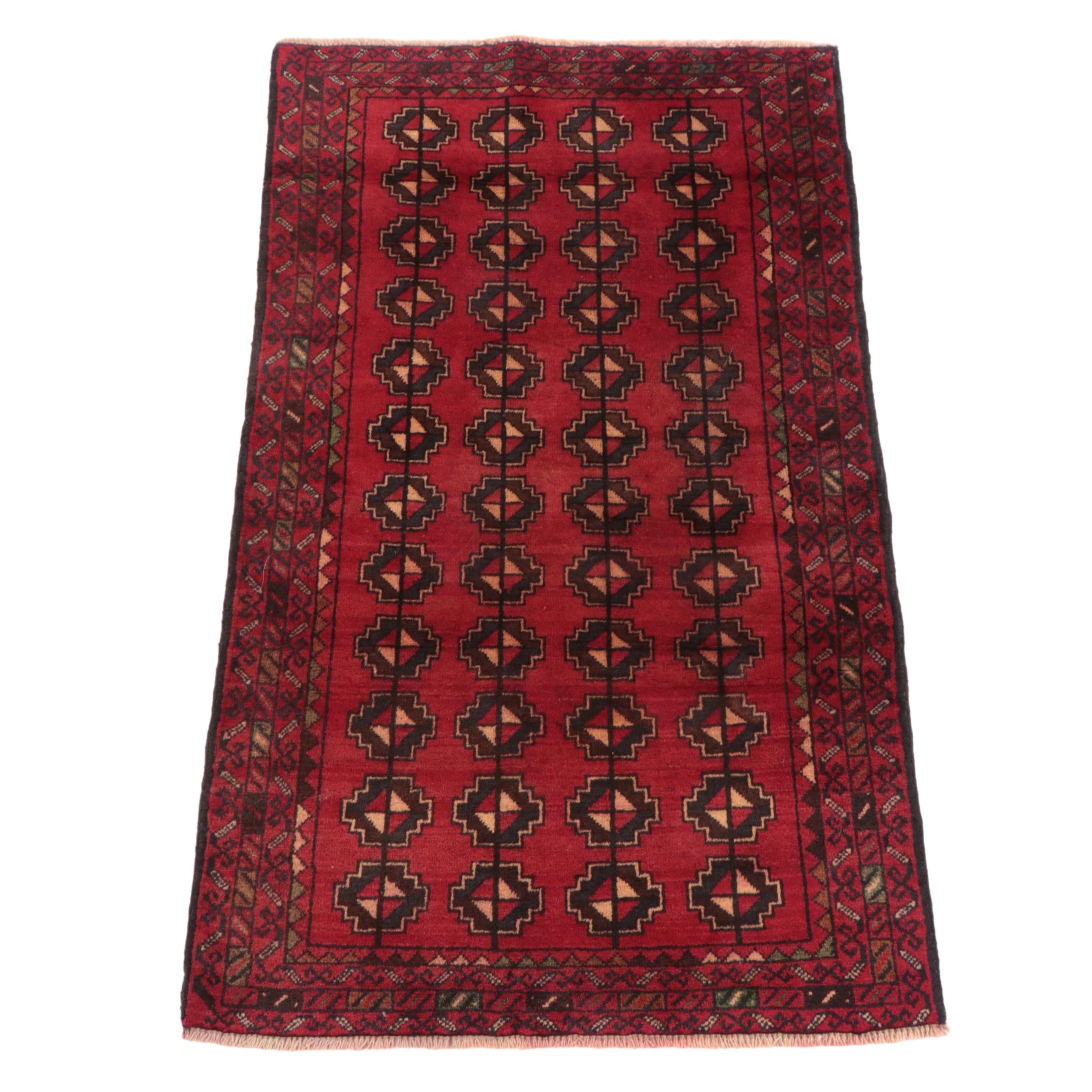 2'6 x 4'3 Hand-Knotted Afghan Turkmen Accent Rug
