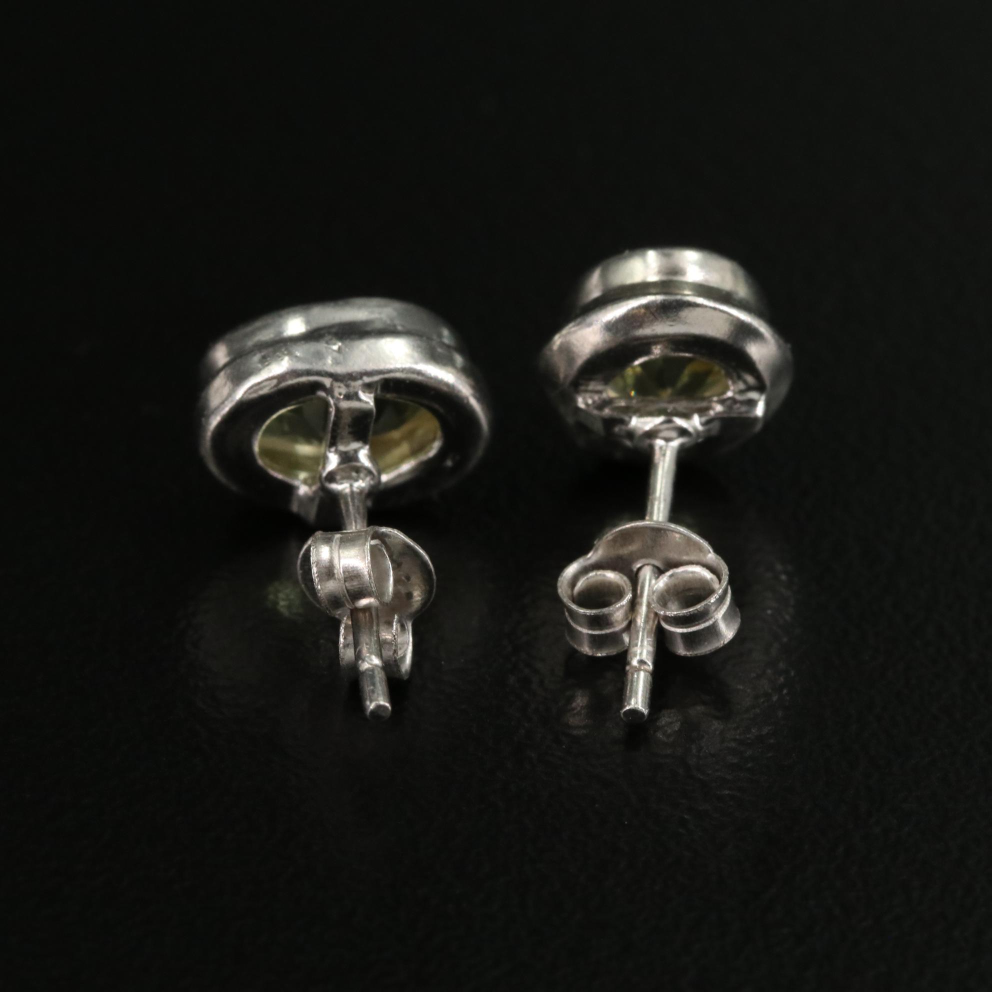 Sterling Citrine Oval Stud Earrings