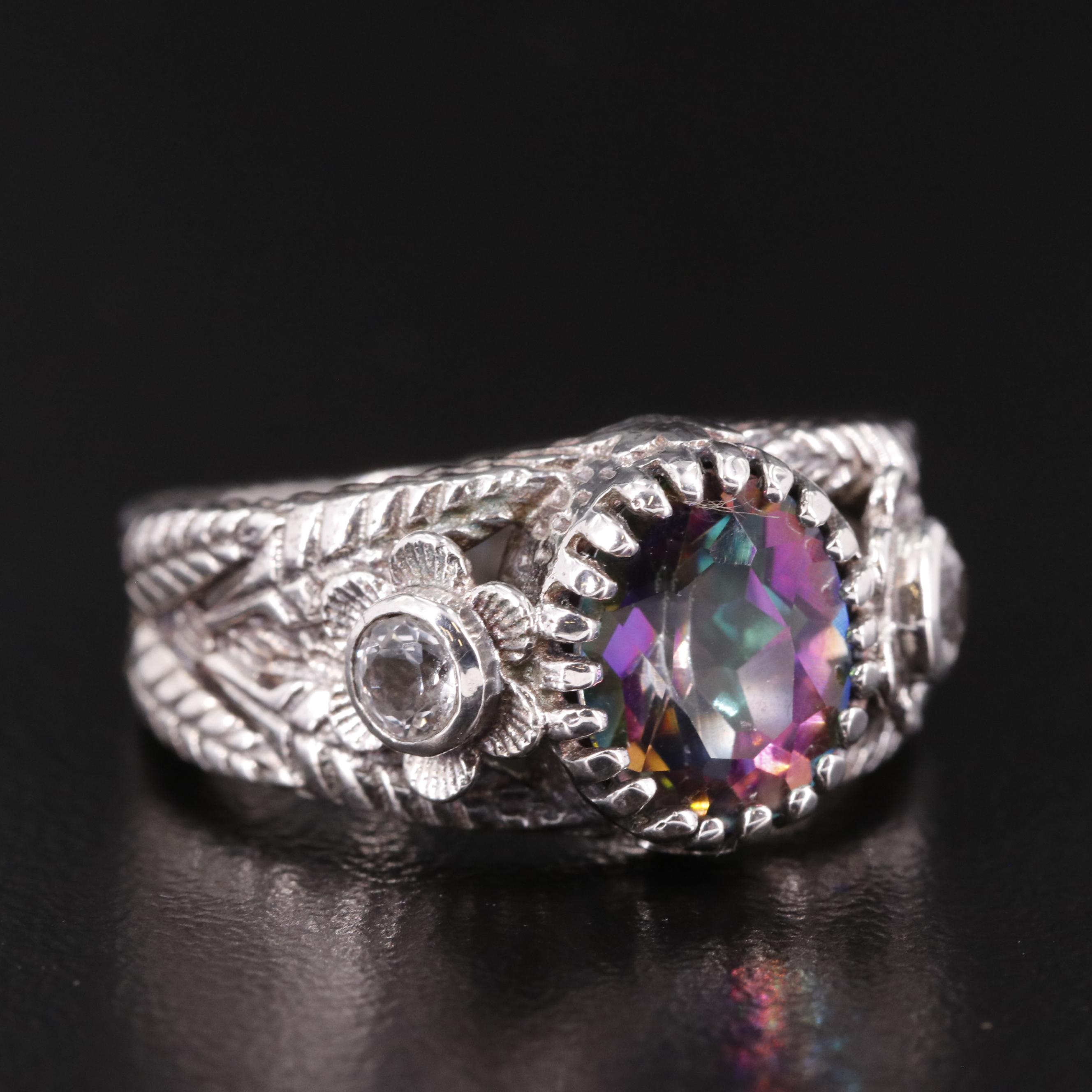 Sterling Mystic Topaz and White Topaz Ring