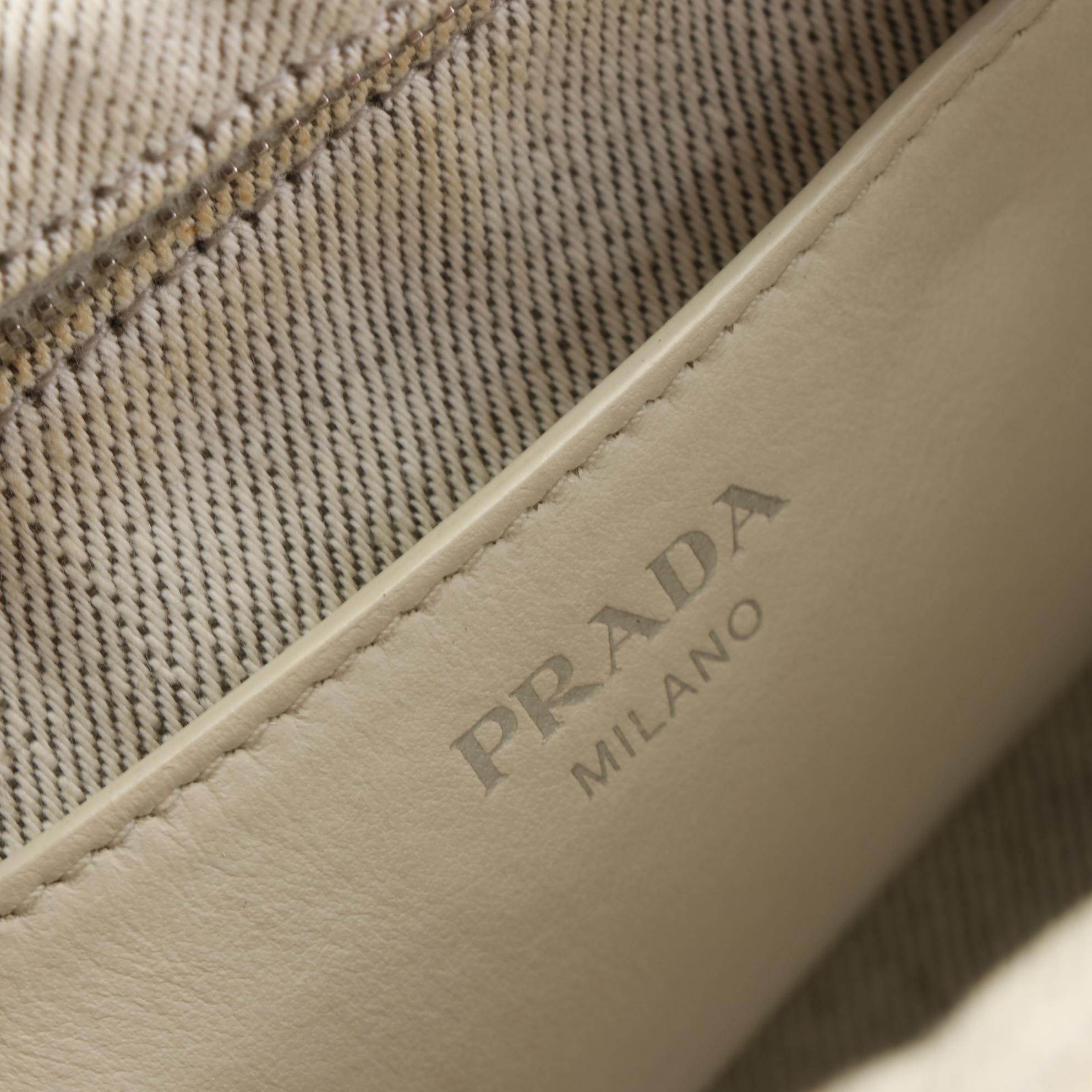 Prada Grommet Studded Denim Canvas Tote