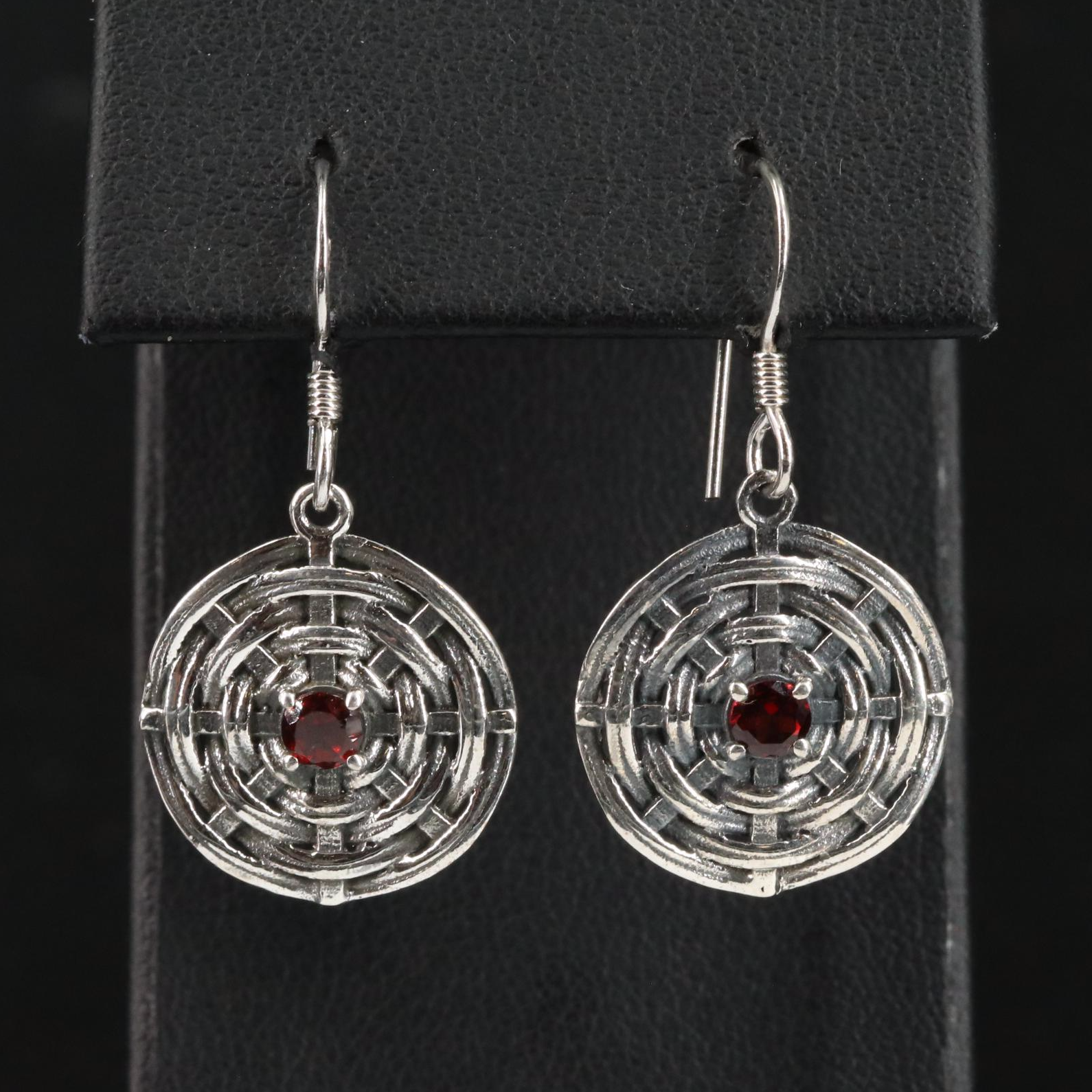 Sterling Garnet Drop Earrings
