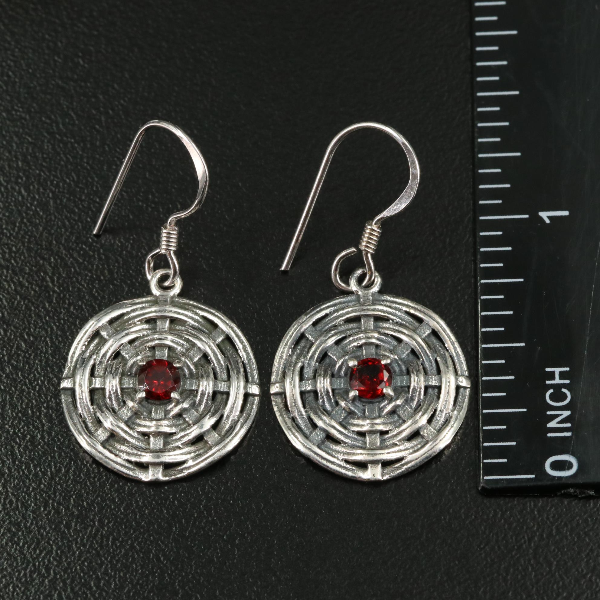 Sterling Garnet Drop Earrings