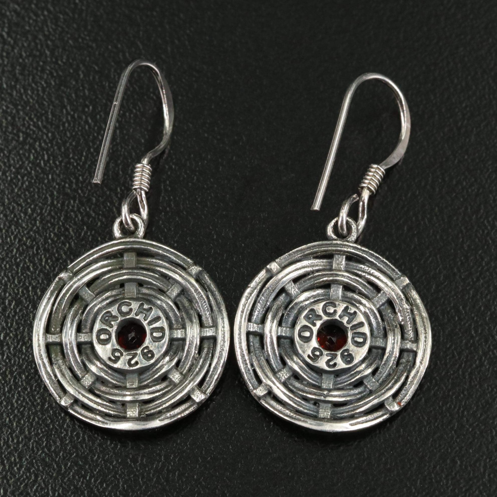 Sterling Garnet Drop Earrings