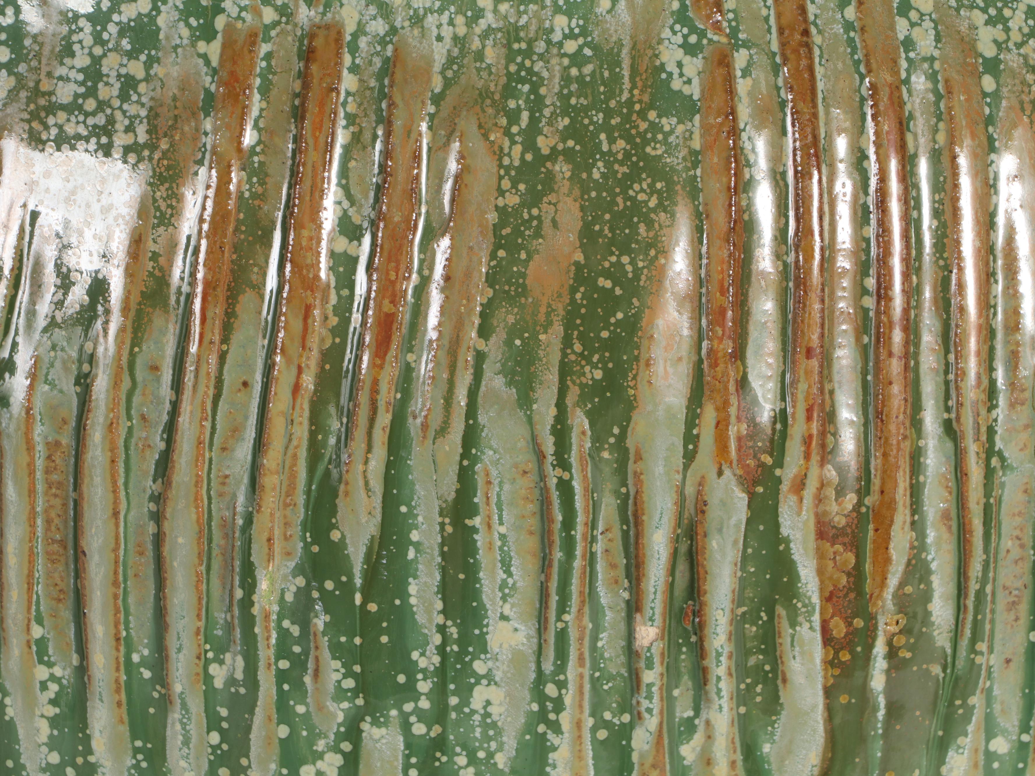 Pair of Green and Brown Terracotta Jardinieres