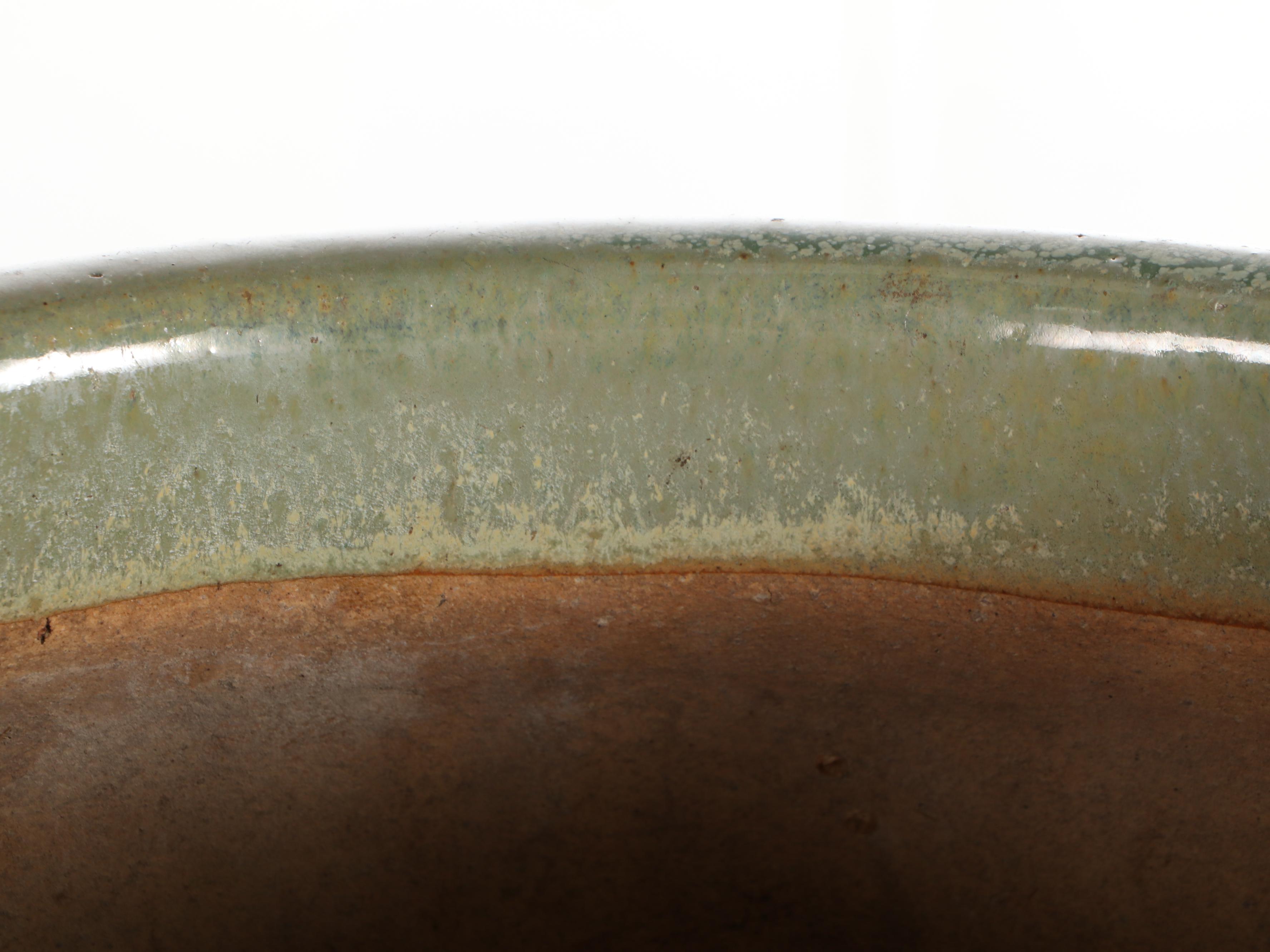 Pair of Green and Brown Terracotta Jardinieres