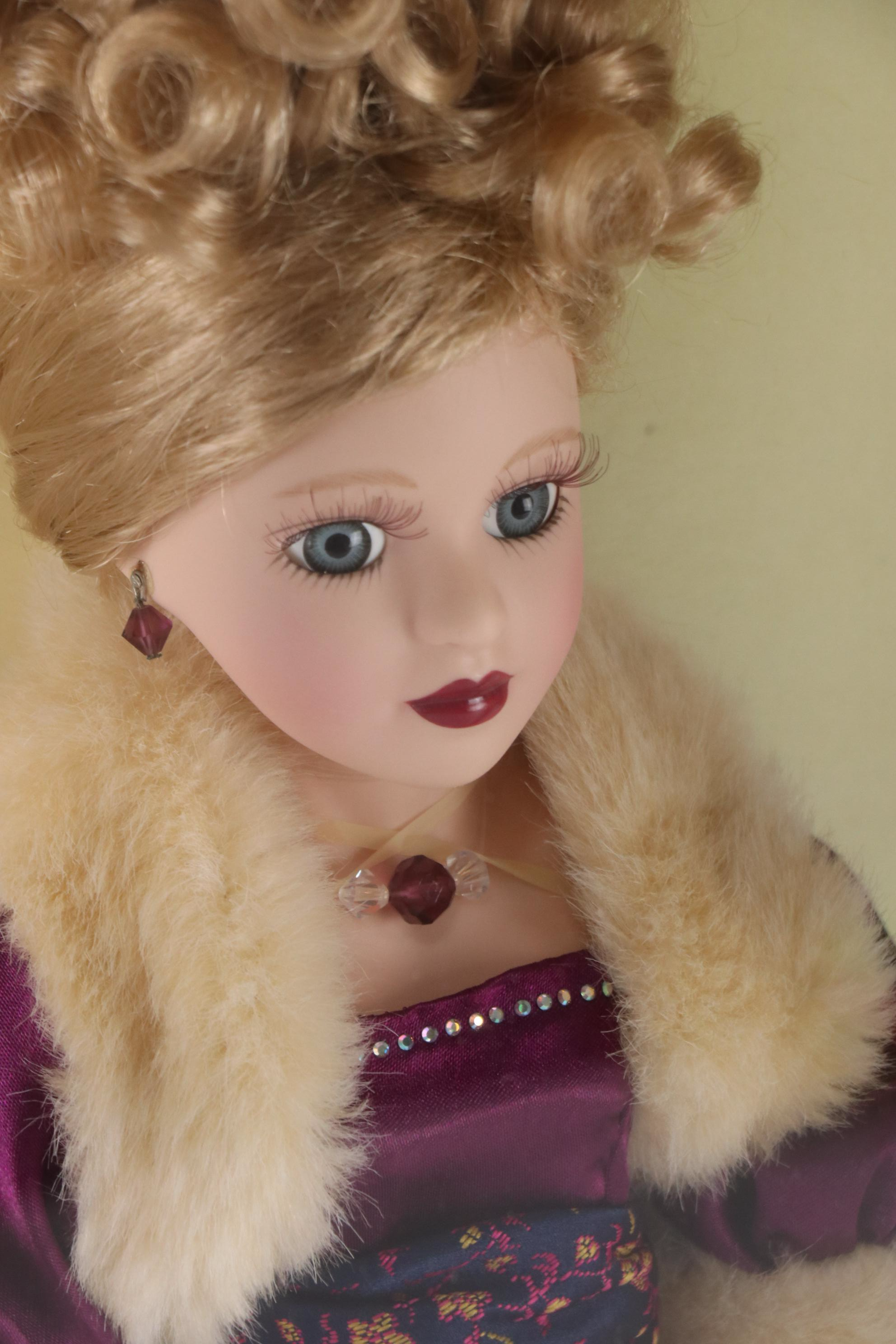 BK Collectibles Camellia Garden Collection Porcelain Dolls with Display Cases