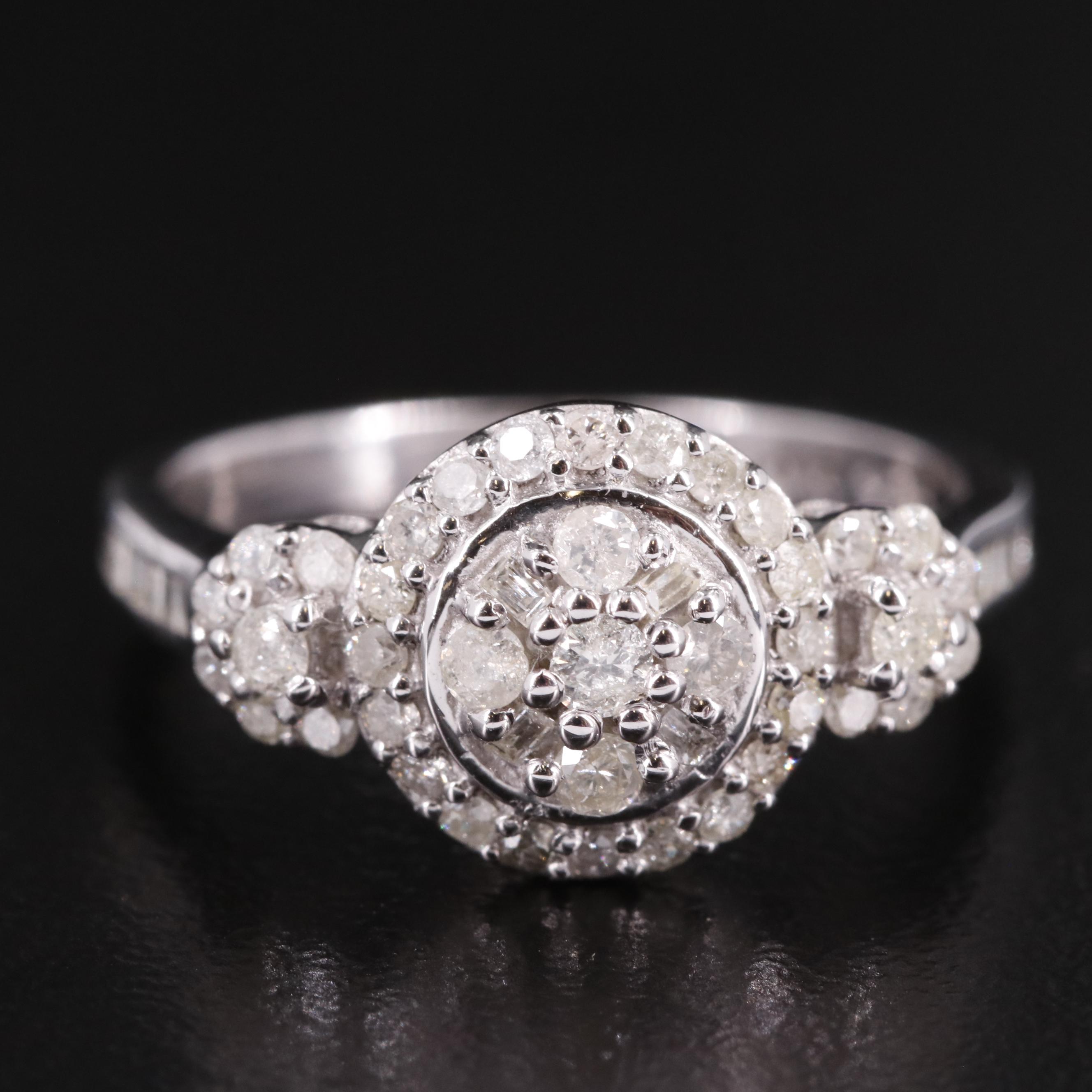 Sterling Diamond Halo Ring